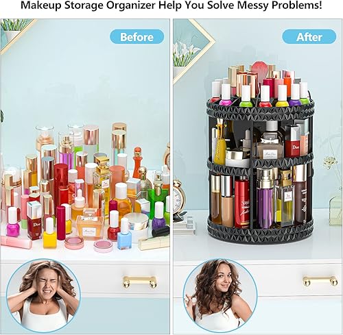 Miniatura 8 de Organizador de maquillaje giratorio de 360 grados, bandejas ajustables para bricolaje, organizador de perfumes, organizador profesional de acrílico