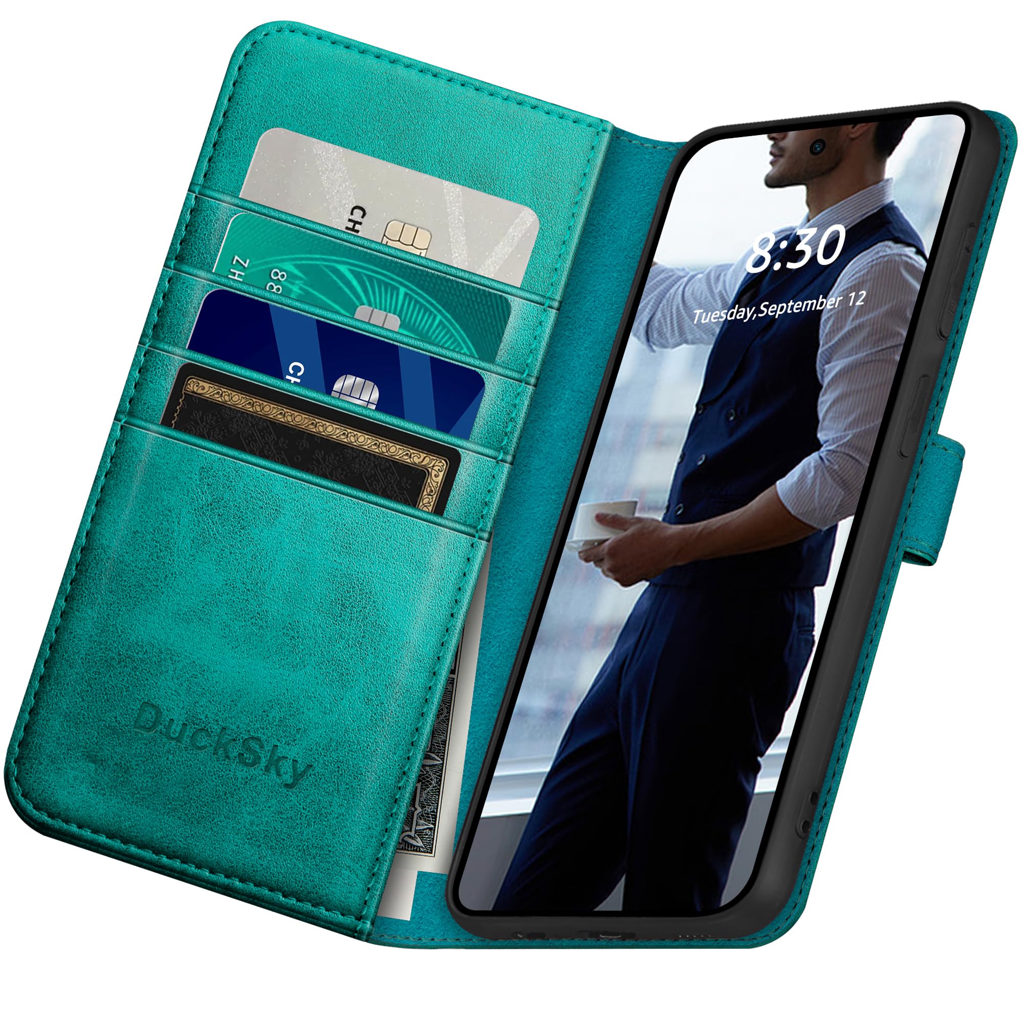 Aazon.co: DuckSky For Google Pixel 8 Pro Genuine Leather Wallet Case [RFID Blocking][4 Credit