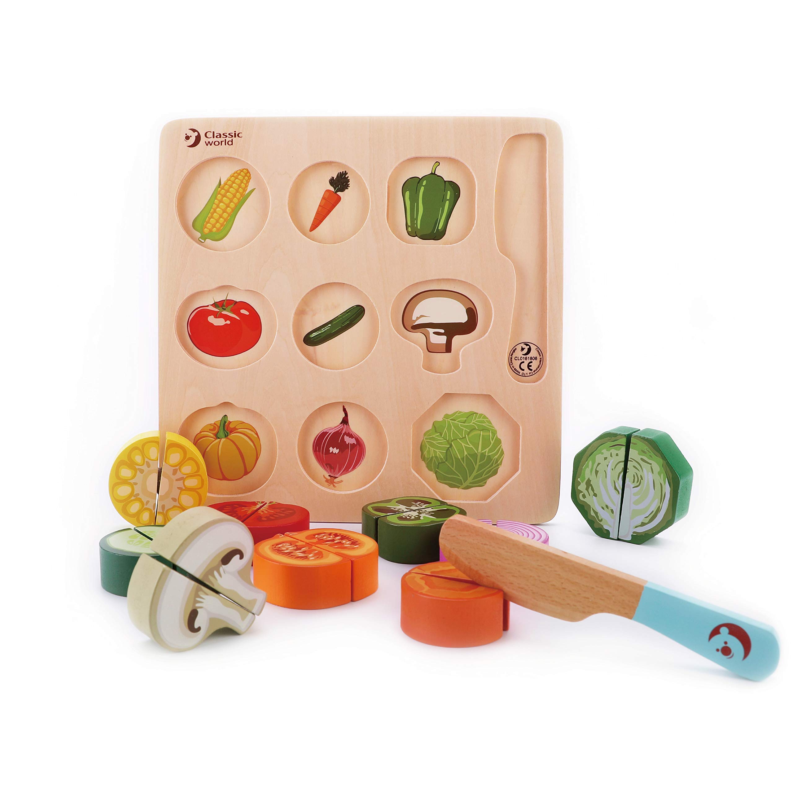 Classic World Rahmenpuzzle Classic World - Puzzle Gemüse scheiden - 24x24x2,5cm - ab 18 Monaten, 19 Puzzleteile