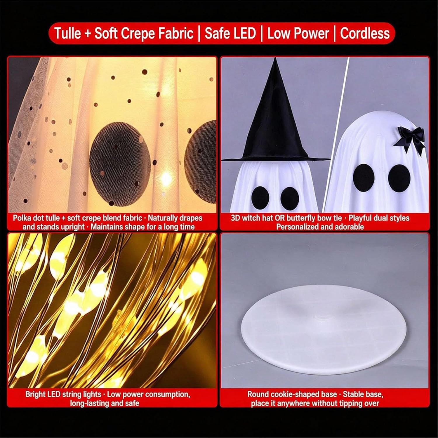 Glowing Lamp Ornamentation for Halloween and Birthday Parties, Polyester, Without Tools Halloween Glowing Manifestation Decoration