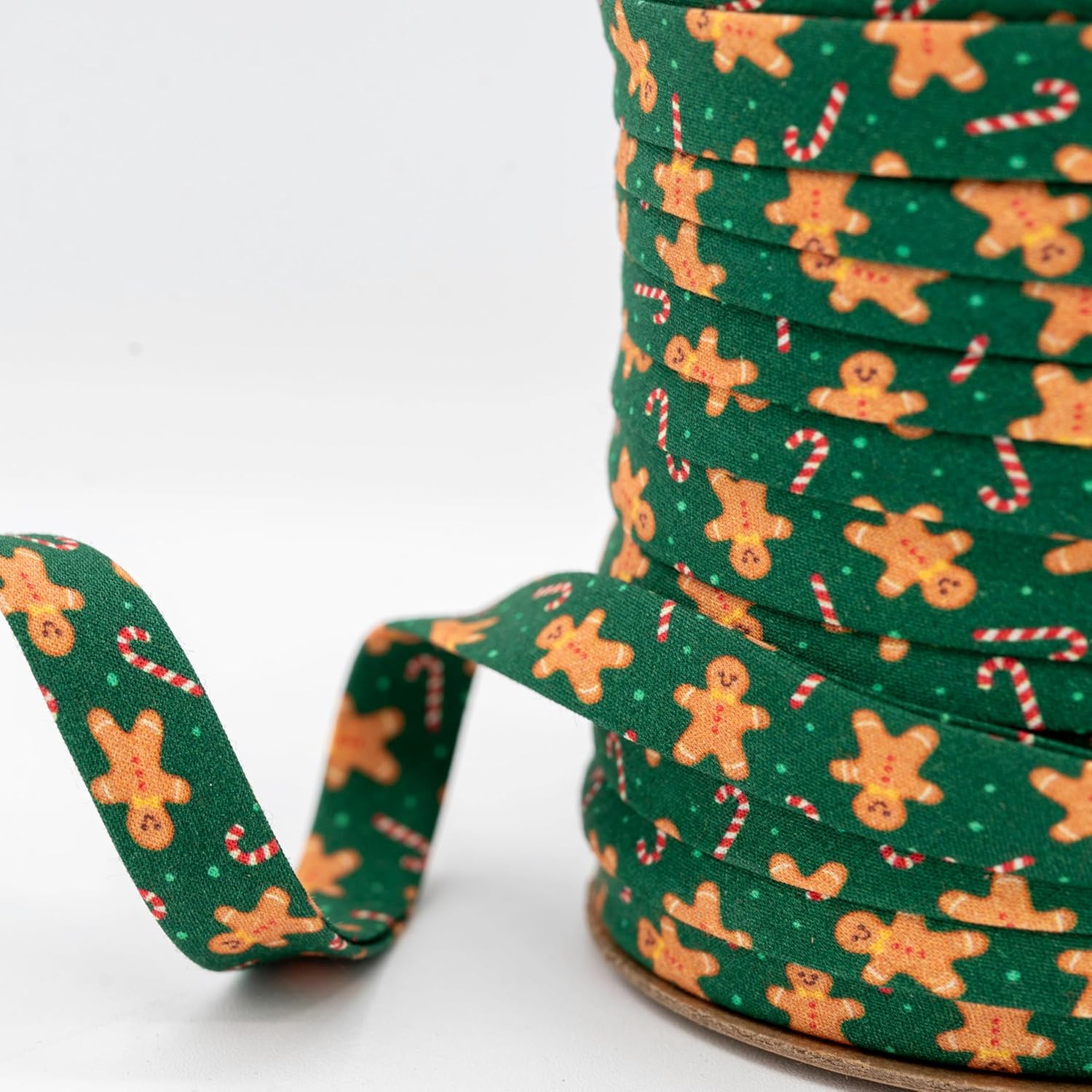 Gingerbread Cookies Bias Tape 1/2" Double Fold 100% Cotton - 50, 100, 145 Yards | 50 Yards