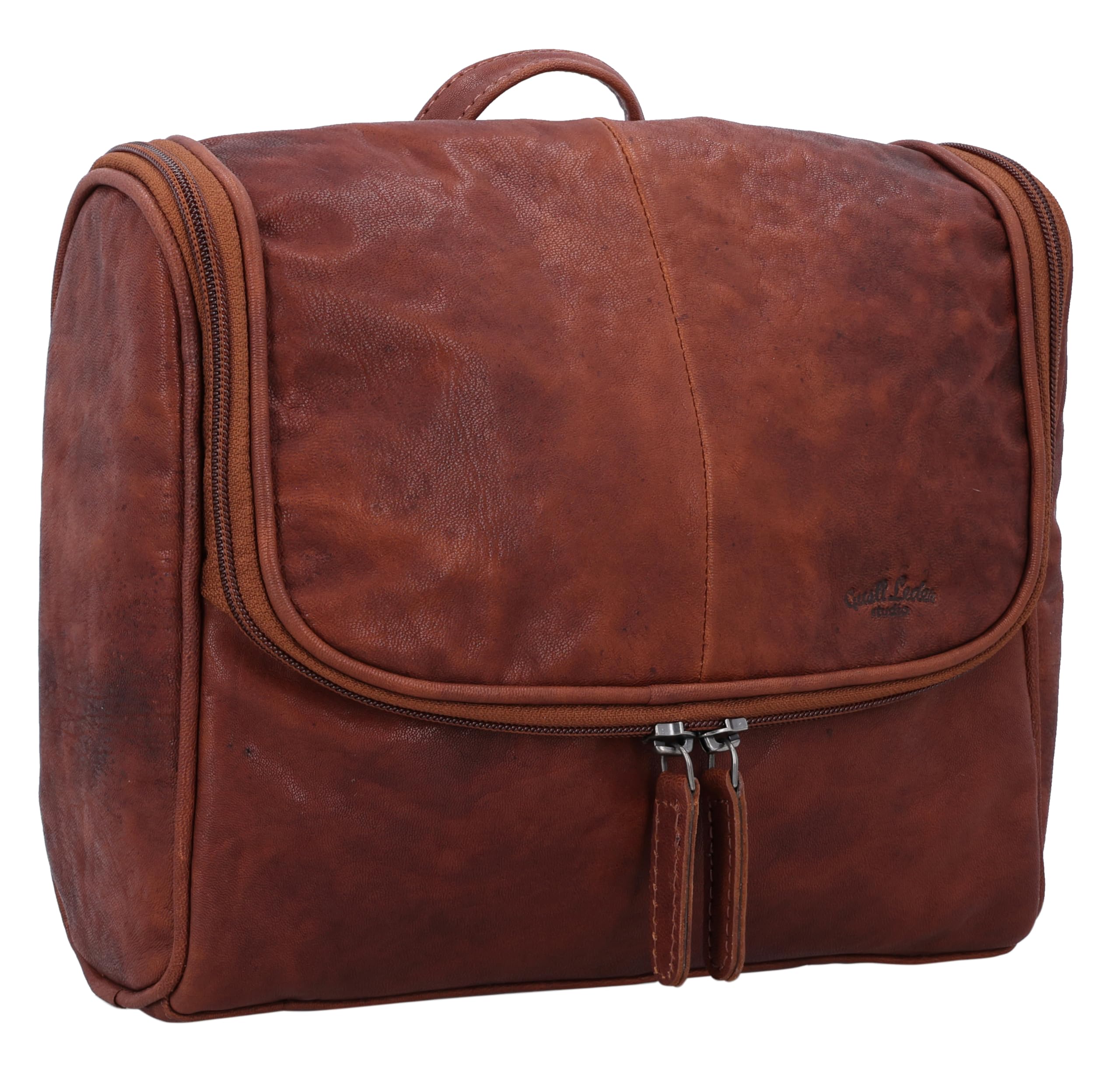 Gusti Leder Kulturbeutel Aidan - Waschtasche aus Echtleder für Damen und Herren - Kulturtasche Reise mit Aufhängehaken und Organizer-Fächern