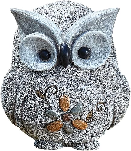 Roman 7.75" H Pebble Owl Statue Pudgy Pals, Garden Decor, Garden Gift