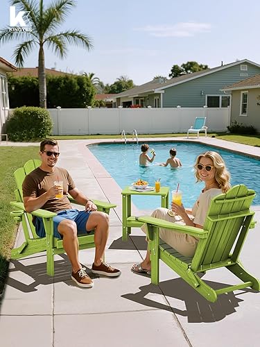 Miniatura 2 de KINGYES Juego de 2 sillas Adirondack plegables ajustables, sillas Adirondack reclinables de 3 posiciones con soporte para tazas, polietileno de alta