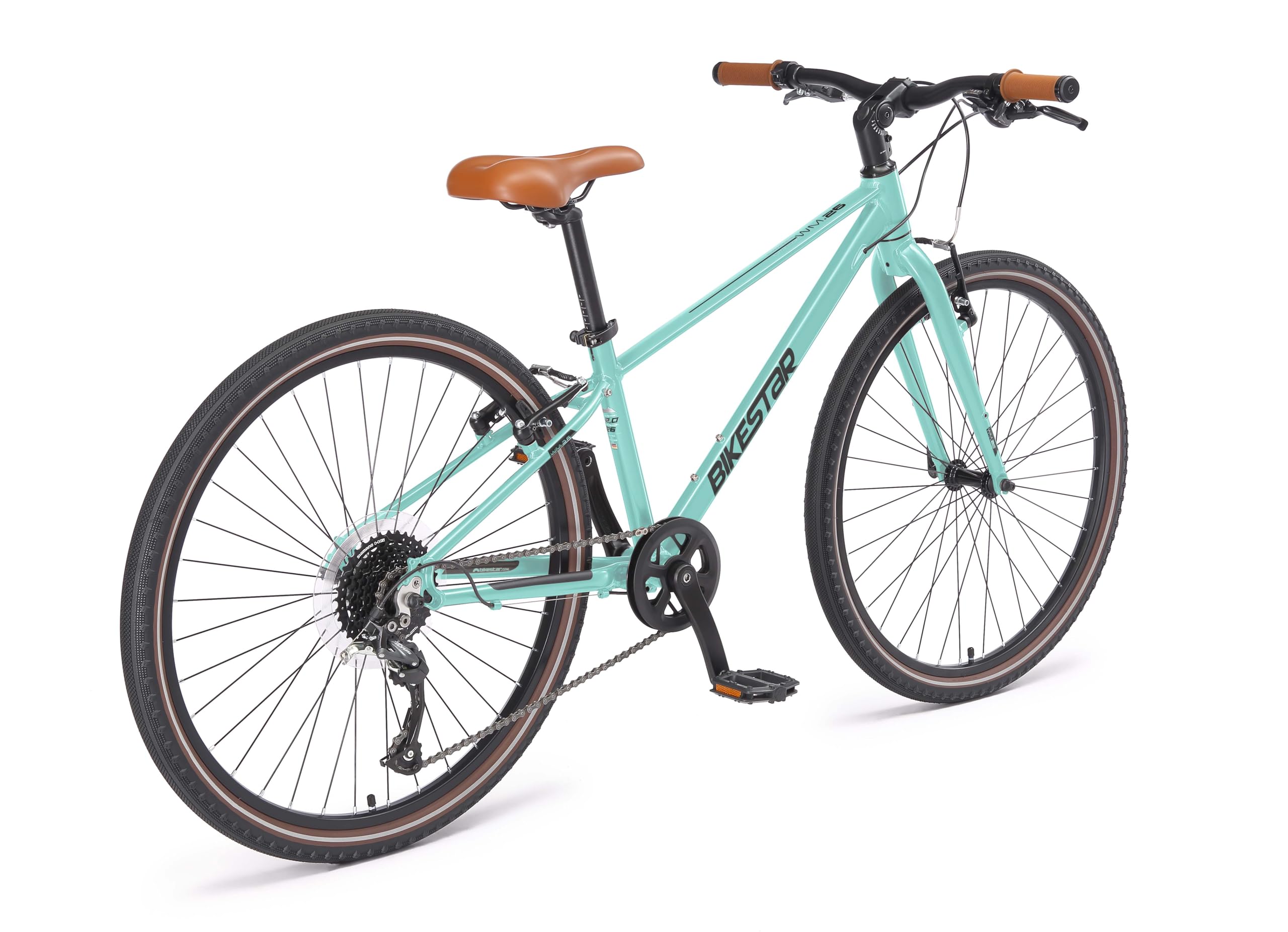 BIKESTAR Vélo VTC de Ville Poids léger 10kg en Aluminium | Bicyclette 26 Pouces, 9 Vitesses Shimano, Urbain