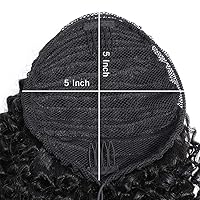Vista 55 de Human Hair Water Wave Drawstring Ponytail Extensions - Natural Black Corn Wave for Black Women - Clip in Extensions (20")