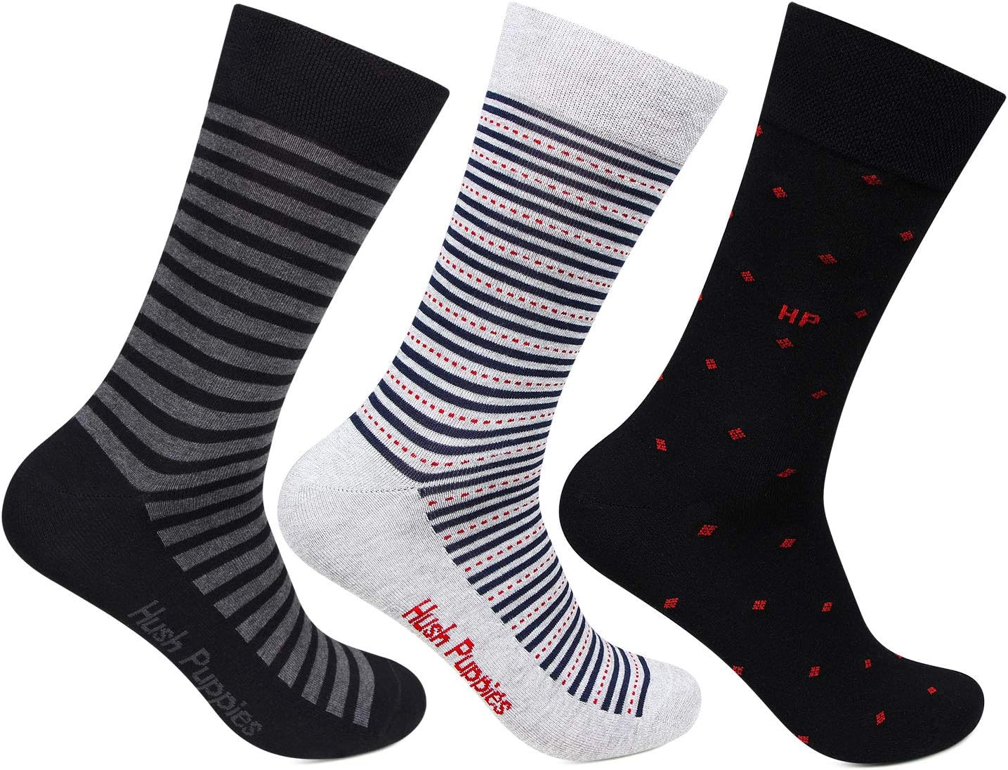 Hush Puppies Men's Cotton Calf Socks (BROHPM-06-PO3_Multicolour_Free Size)