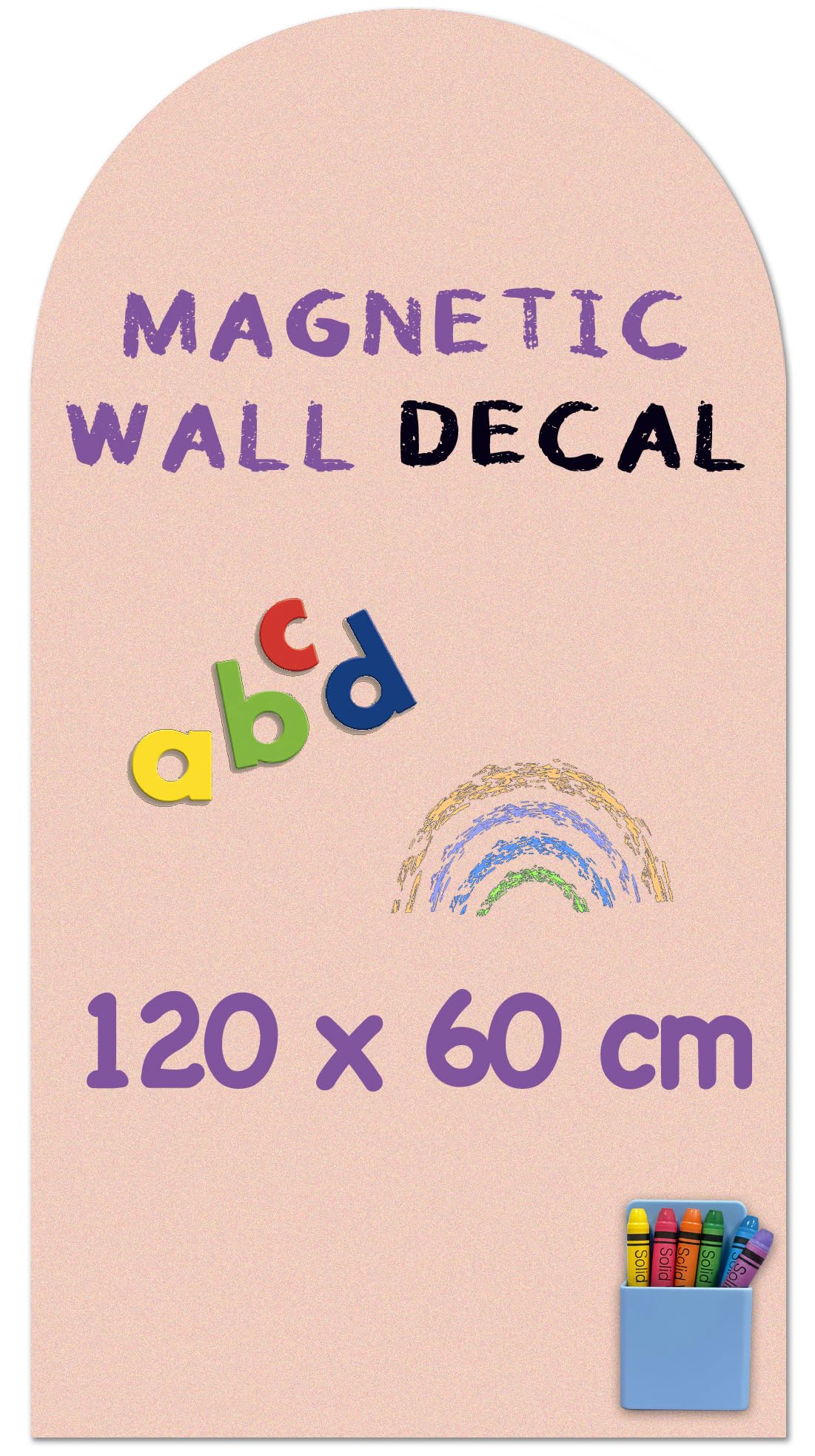 Autocollant Mural Magnétique Forme Arche 120 x 60 cm - Tableau Noir Adhésif Mat, Ardoise Murale pour Craie - Décoration Maison et Chambre Enfant (Camel Poudré)