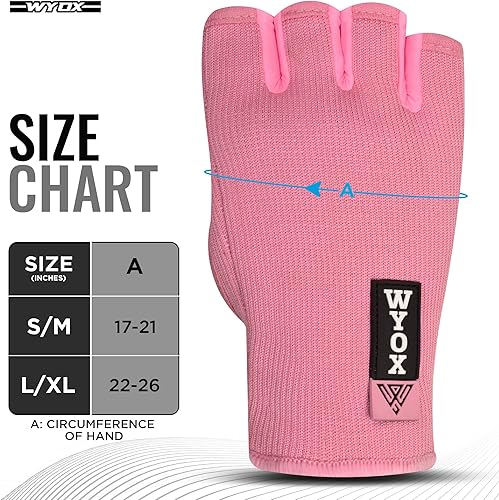 Miniatura 3 de WYOX Guantes interiores de boxeo para hombres y mujeres, medio dedo debajo de los guantes con vendajes elásticos para protección de puños, ideales