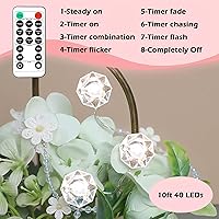 Vista 2 de Guirnalda de luces decorativas, forma de diamante de estrella brillante de 10 pies, 40 luces LED con control remoto, alimentadas por batería o USB