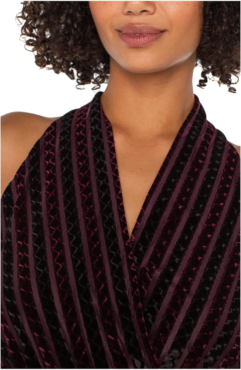 Liverpool Womens Sleeveless Crossover Knit Top W/Velvet Stripes - Image 3