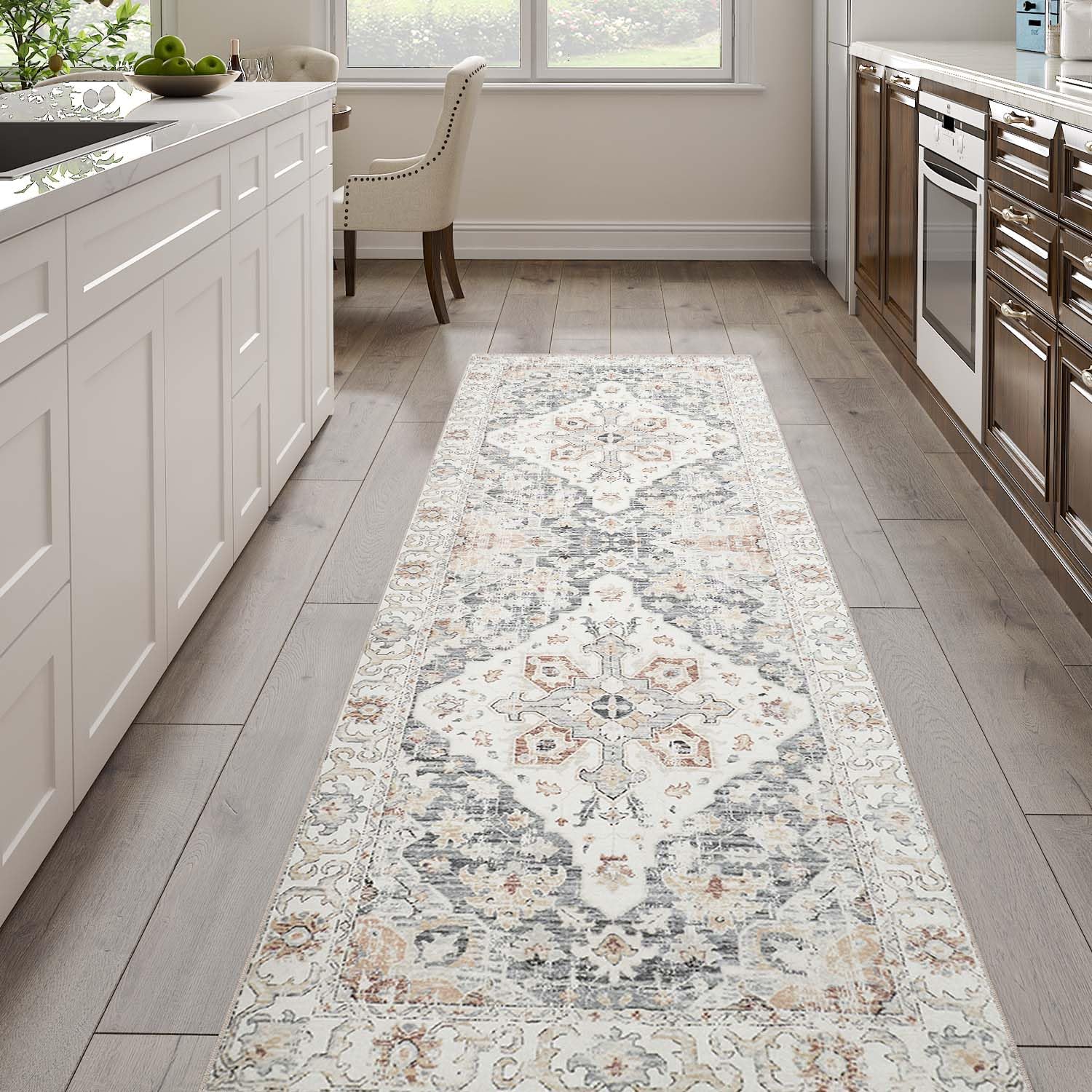 jinchan Area Rug 3x10 Washable Rug Runner Rug Hallway Indoor Soft Rug Vintage Grey Taupe Multi Rug Retro Distressed Carpet Accent Rug Non Slip Kitchen Bedroom Bathroom Laundry Room Living Room