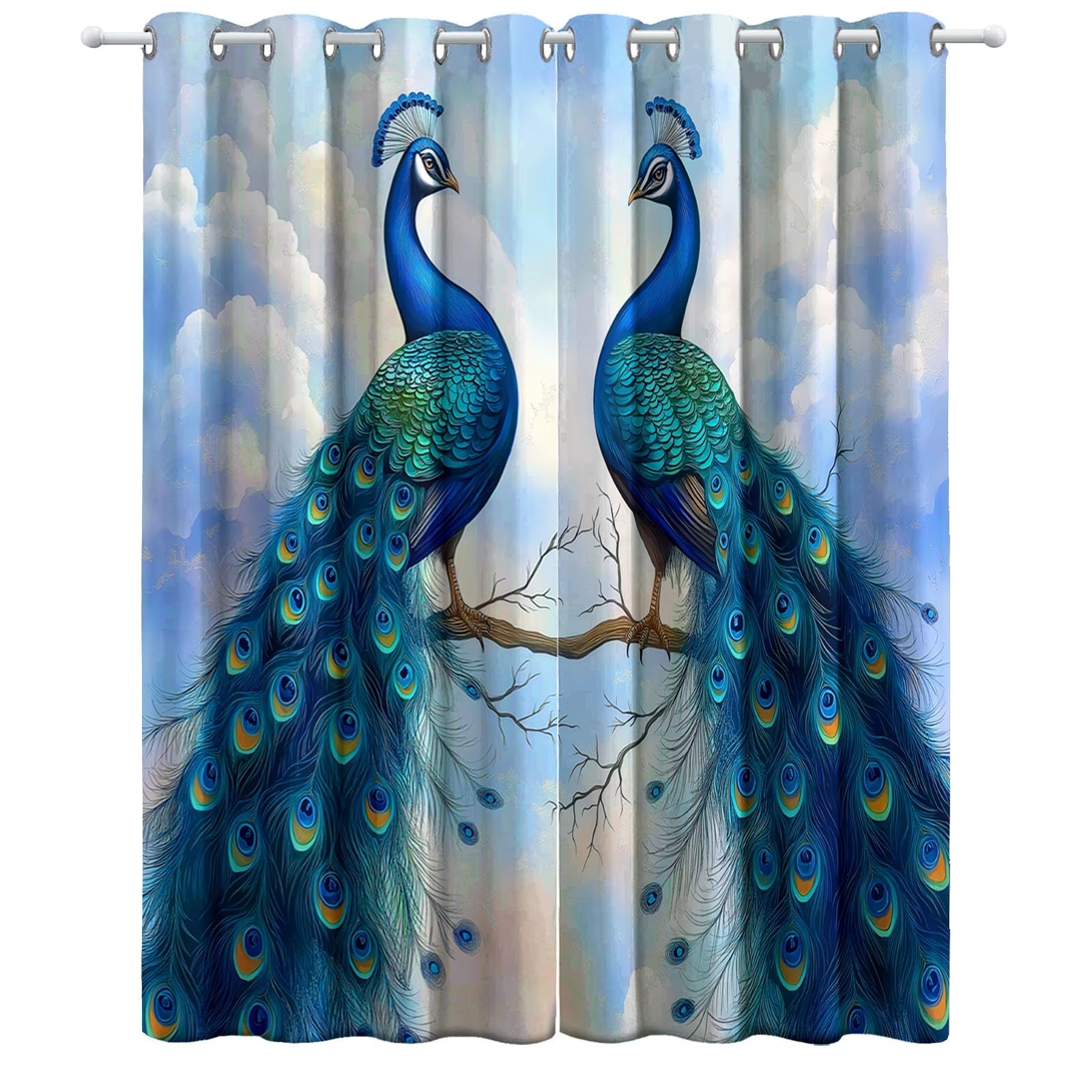 Générique 140 x 225 cm, 100% termiczne, izolacja termiczna, pawie zwierzęta, miękka i odporna na zagniecenia tkanina, podwójna zasłona z oczkami, do sypialni, salonu, kuchni, 2 sztuki