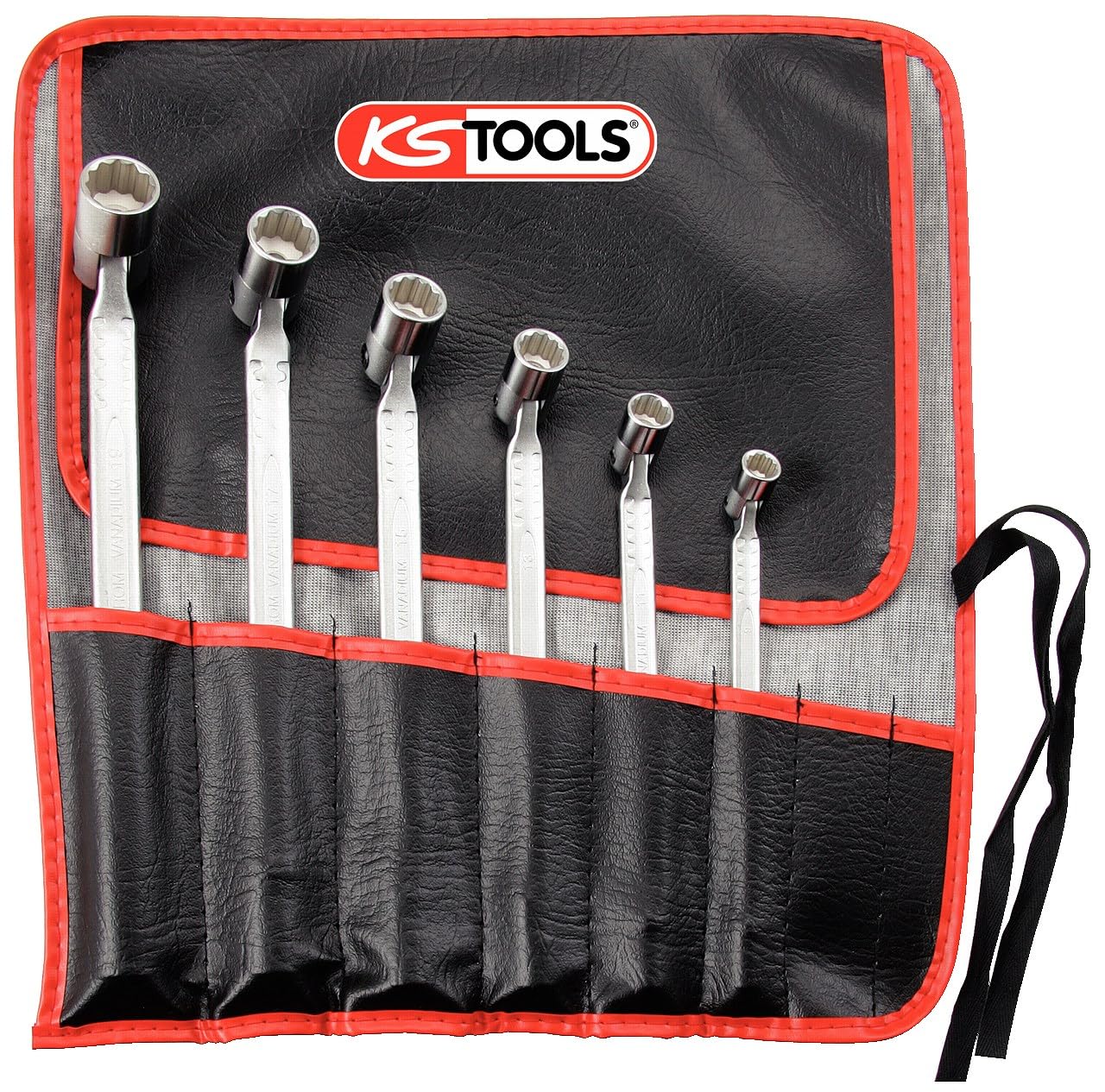 Ks Tools 517.0310 - Jeu de 6 Clés à douilles articulées - 12 pans - en Chrome Vanadium - Finition Satinée