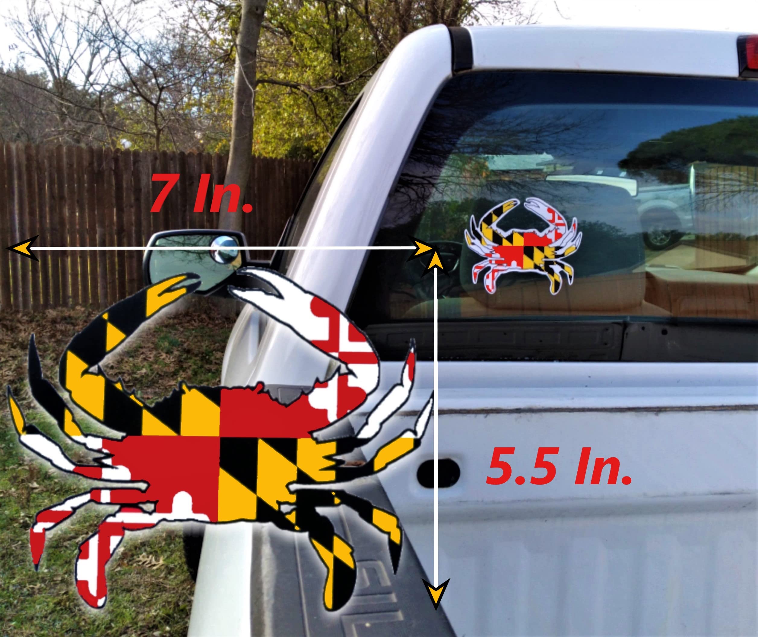 Maryland Crab with Heart Vehicle Decal Maryland Flag . Blue