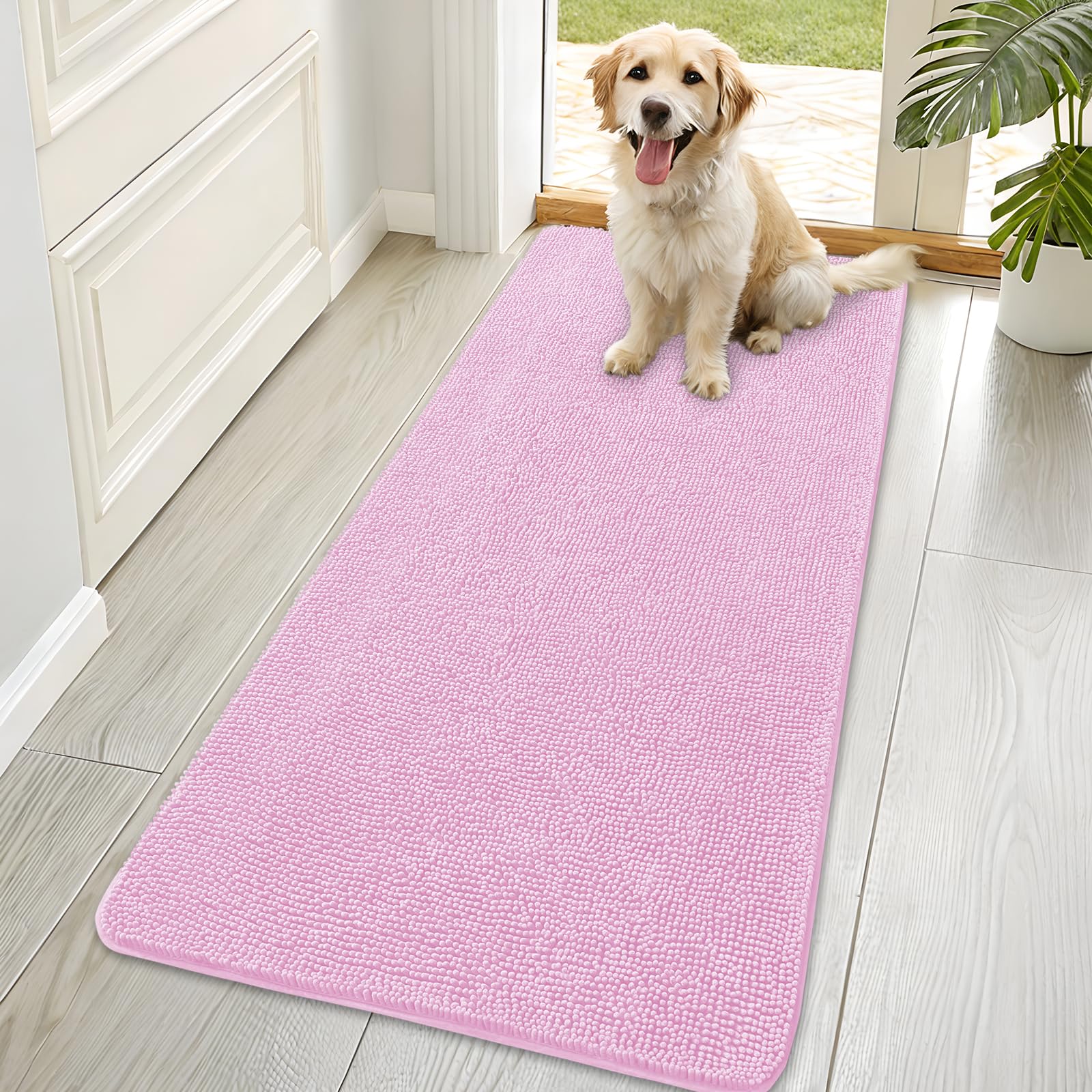 OLANLY Dog Door Mat for Muddy Paws 70x35, Super Absorbent Chenille Mud Mat