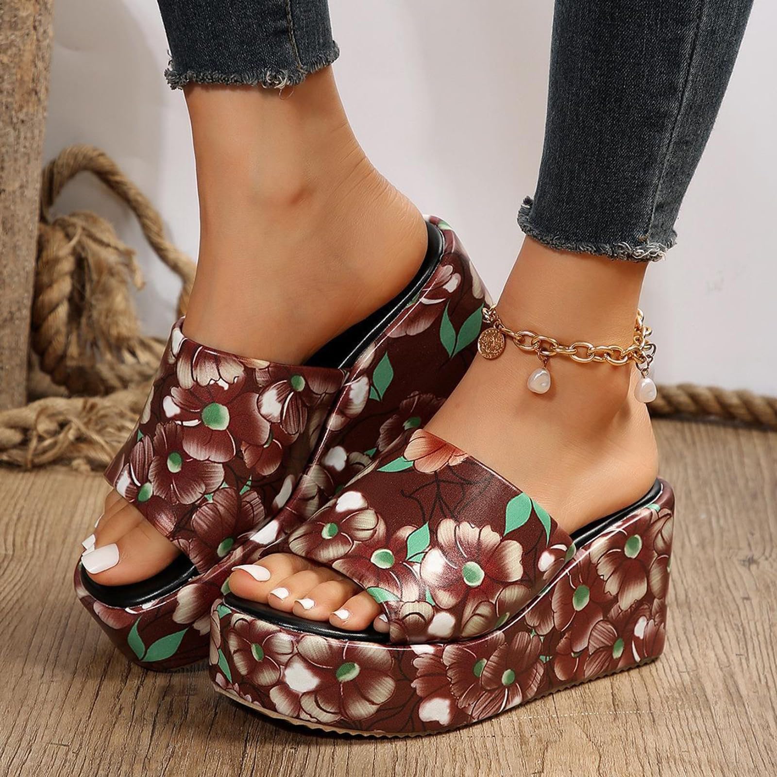 Ciabatte Donna Estive da con Zeppa E Fondo Spesso, Infradito, Sandali Plateau Donna, Pantofole Casual A Bocca di Pesce Ortopediche in Blu Plantare Estraibile Estivi Scarpe Estate