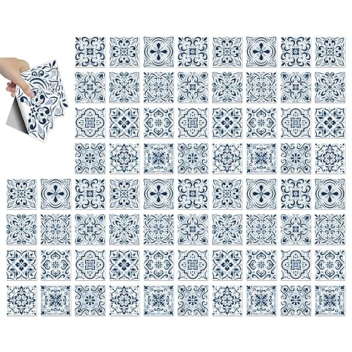 CHGCRAFT 72 Pcs 12 Style Wall Stickers Blue and White