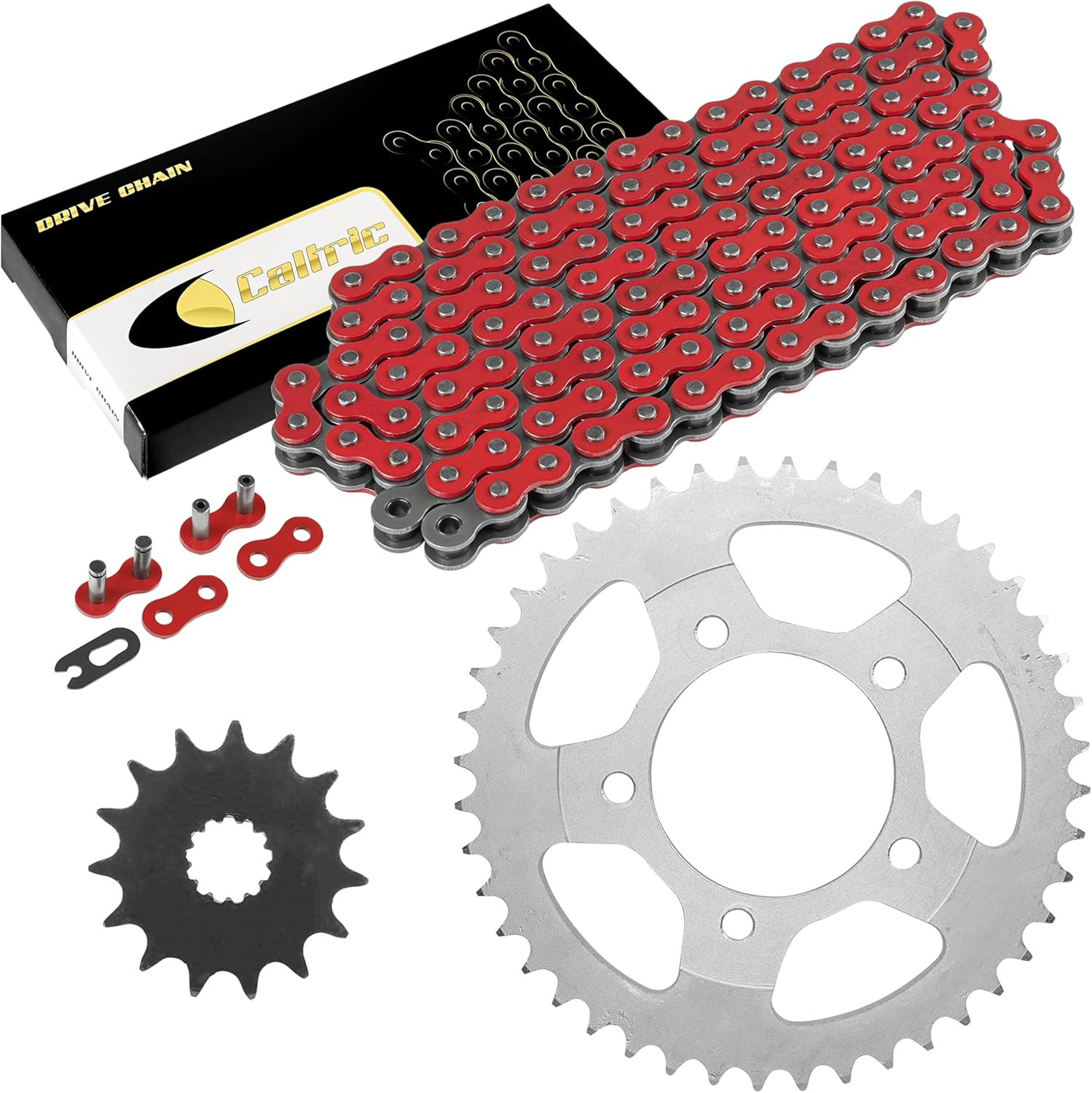 Caltric Red Drive Chain And Sprocket Kit Compatible with Suzuki Sv650S Sv 650 S 1999-2009