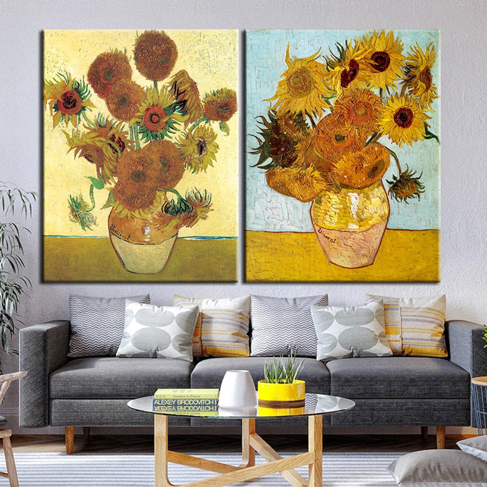 Amazon|花瓶の有名な画家ヴァンゴッホひまわり抽象的なキャンバス油絵