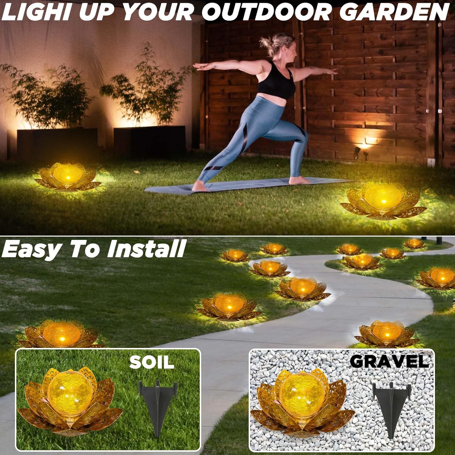 ORHOMELIFE Solar Lights Outdoor Garden, Outdoor Garden Lights Garden Ornaments Solar Powered IP65 Waterproof Decorative Lotus Ornaments for Lawn Patio Porch Flowerbed Pathway 6