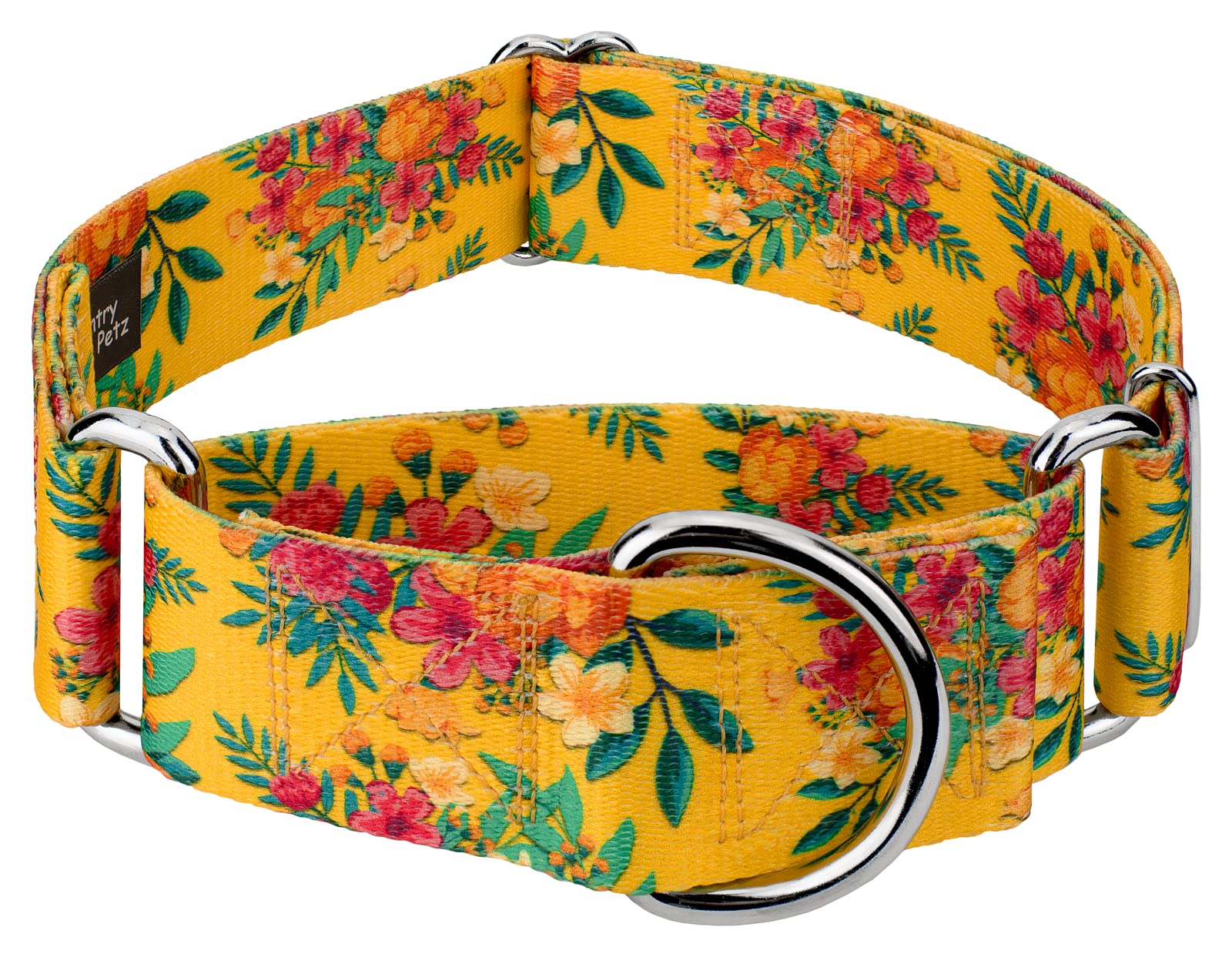 Country Brook Petz - HossFit Jr Wide Martingale Dog Collar - Summer Breeze Collection Featuring Sunny Designs (Tropical Floral, Medium)