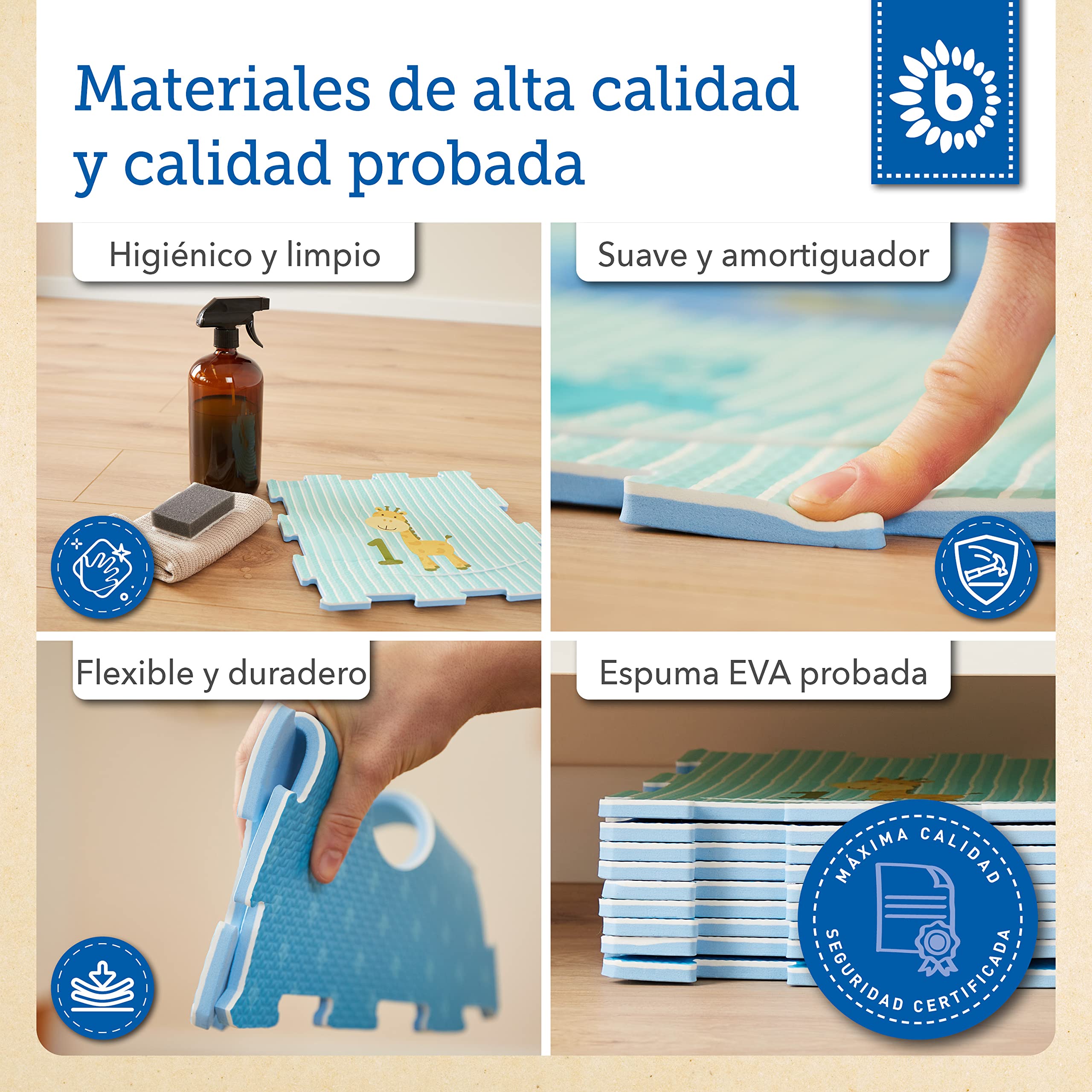 Bieco Alfombra Puzzle beber Acolchada | Alfombra Suelo Bebé Puzzle Acolchado Grande | Suelo Bebé Goma EVA | Alfombra Infantil