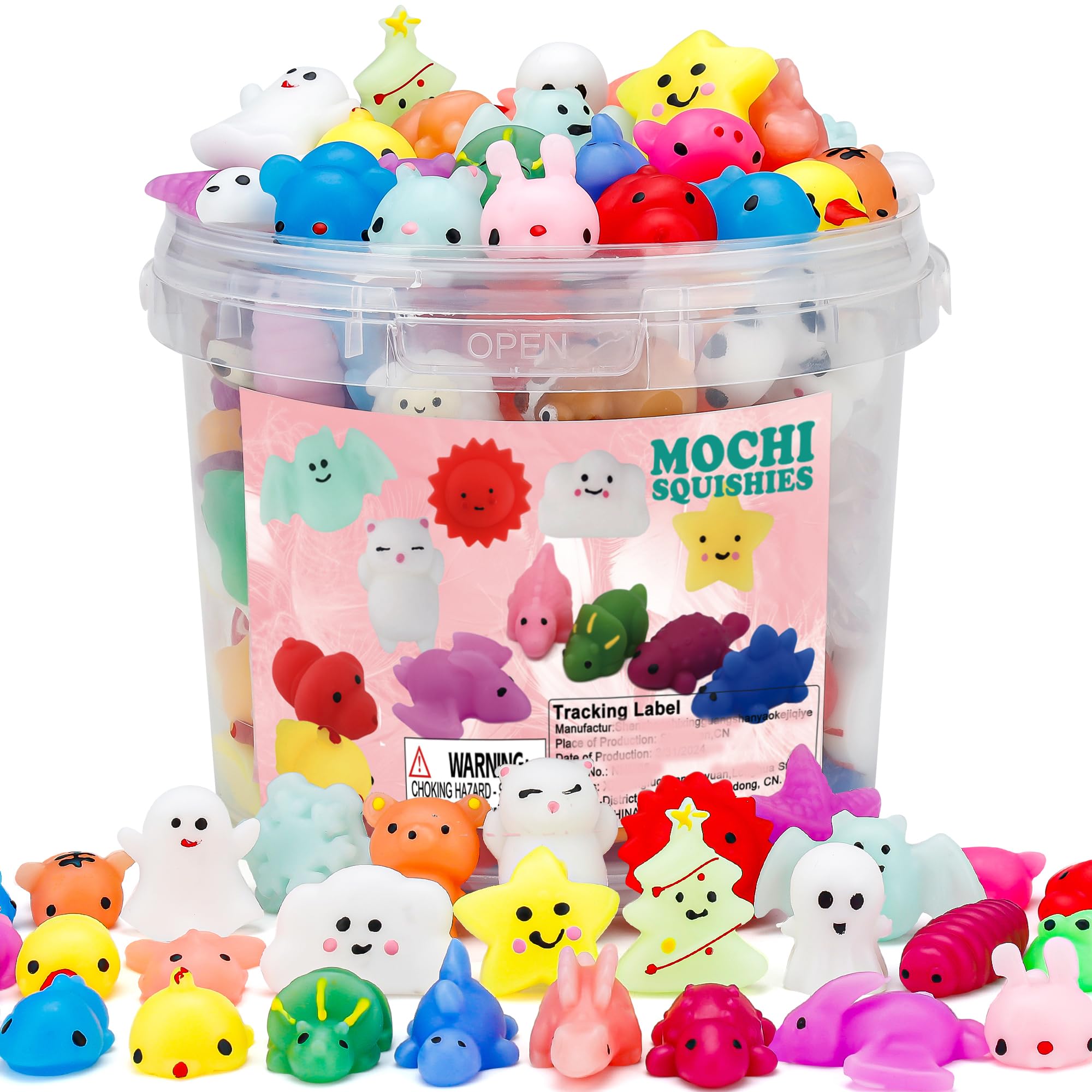 100 PCS Mochi Squishy Toys Party Favors for Kids 4-8-12, Bulk Fidget Sensory Toys Birthday Christmas New Year Eve Gifts Classroom Prizes Stocking Stuffers Goodie Bags for Kids
