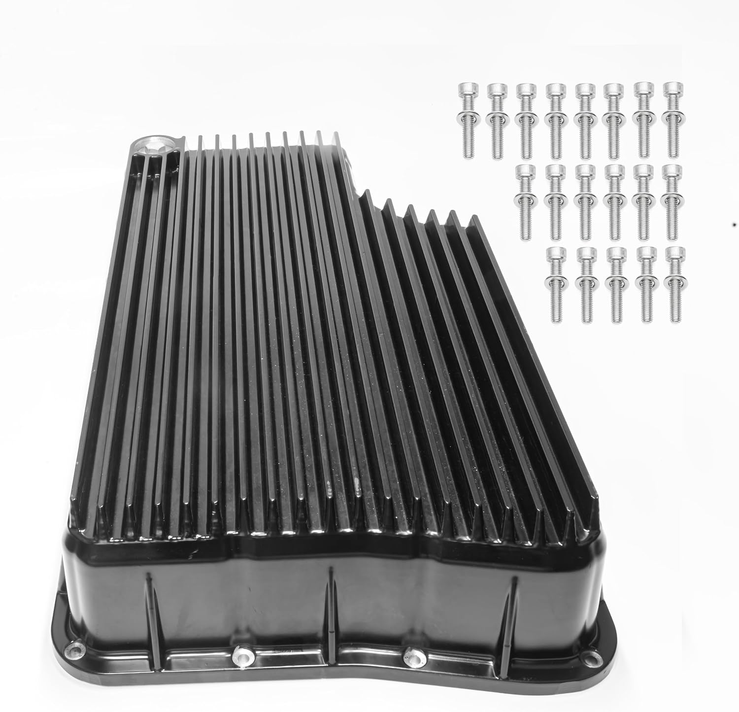 328052020 Heavy Duty 6R140 Transmission Deep Pan, Cast Aluminum Black Compatible with Ford F250 F350 F450 F550 2011-2019 6.7L, Increased Fluid Capacity Cooling Upgrade