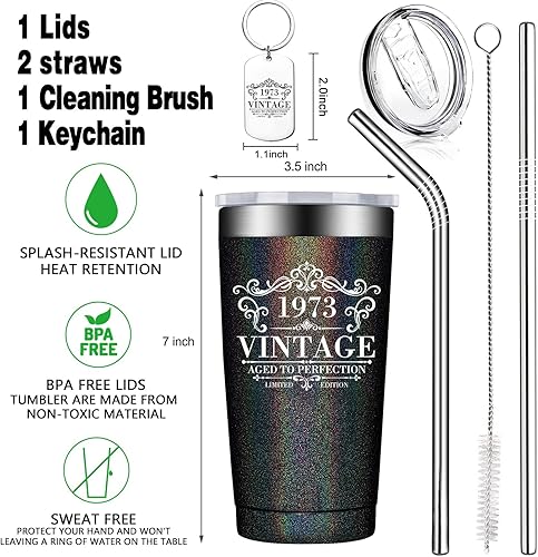 Miniatura 3 de BIRGILT Regalo de cumpleaños número 50 para mujeres y hombres  Divertidas ideas de regalos de cumpleaños de 1973 para mamá papá esposa marido ella