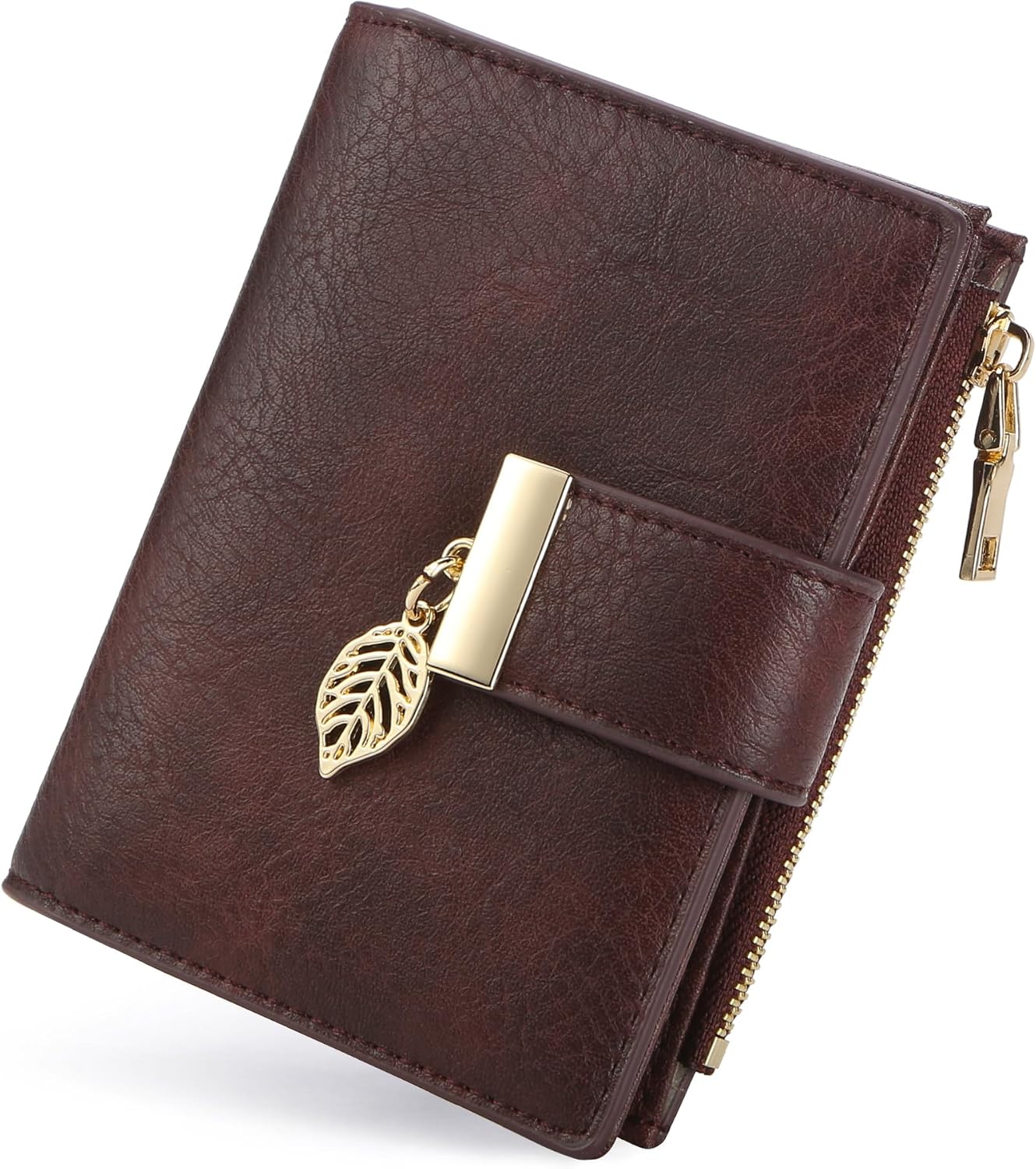yiijay Small Wallet Women RFID Blocking Leather Bifold Wallet Credit Card Holder for Women Ladies Compact Wallet Mini Purse With Zipper Pocket