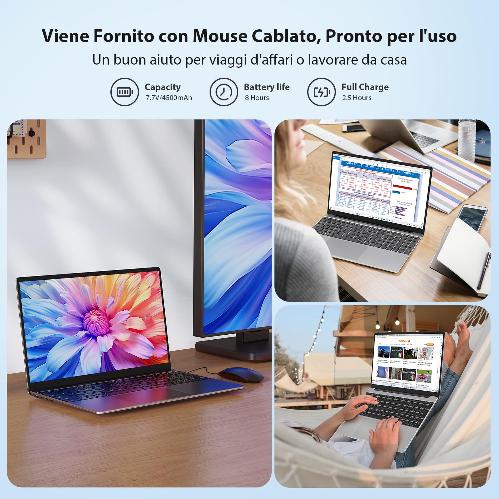 MAXLEGEN PC Portatile 15,6", 16GB RAM 512GB SSD N95(Fino a 3,4 GHz) Computer Portatile, 2.4G/5G WiFi, BT5.0, Type C, USB3.0, Tastiera Numerica Dimensione Piena Per Ufficio, Mouse incluso