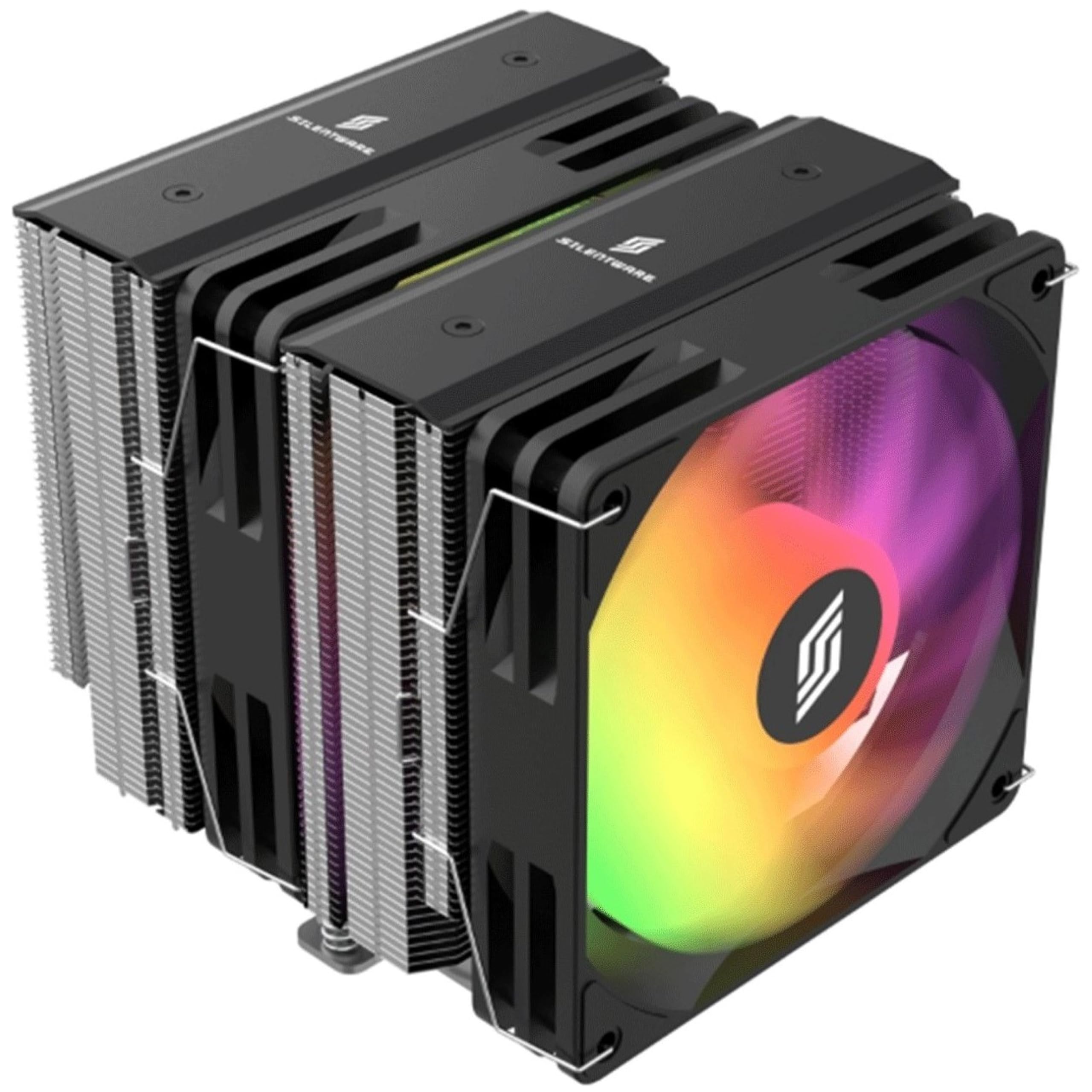 Silentware Titan RGB White Radiatore CPU, a doppia torre, 6 heatpipes in rame, 2 ventole PWM da 120 mm, illuminazione A-RGB, TDP 265 W, compatibile con Intel LGA 115X/1200/1700/1851 e AMD AM4/AM5