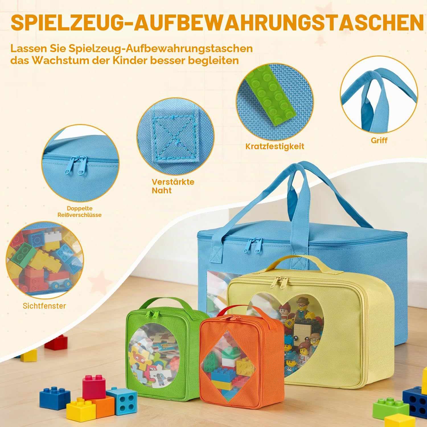 4 Stück Visuellen Spielzeug Aufbewahrung mit Individuelle Etiketten, Bauklötze Puzzle Aufbewahrung für Kinder, Wasserfest Aufbewahrungs Badespielzeug für Spielzeug, Schreibwaren, Puppen