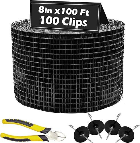 PROLEE Panel solar de 8 pulgadas x 100 pies, protector de pájaroscriaturas antioxidante con 100 clips de sujeción, panel solar para techo, pantalla