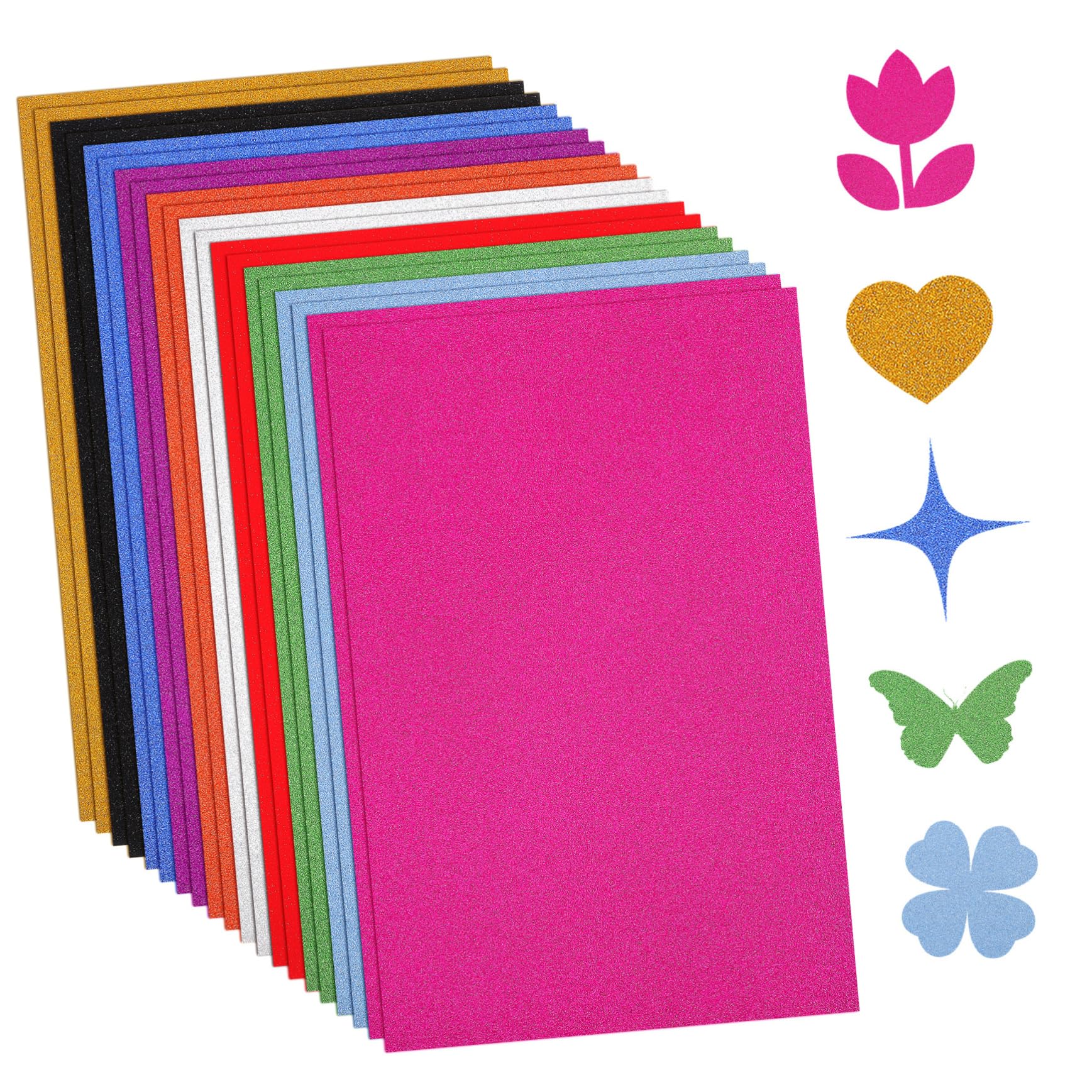 60 Blatt Farbiges Glitzerkartonpapier mit Goldglitzer 250g/m² Starker Karton für Bastelarbeiten und Kartenbasteln Langlebig und Leicht zu Kleben Zufällige Farbe