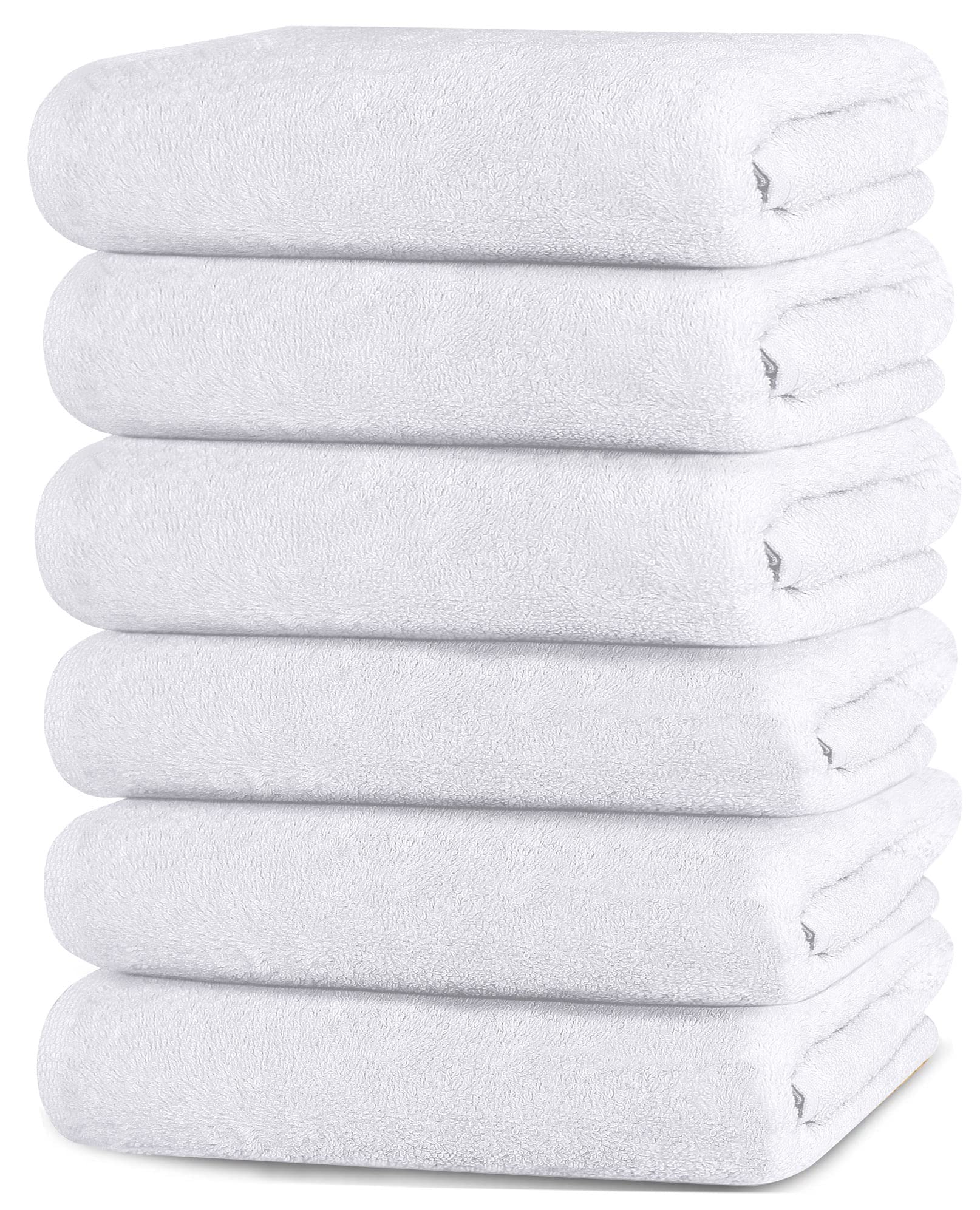 QCS Towels - Cotton Washcloths - 30 x 46 cm - 100% Ring Spun Cotton - Hair Drying Flannel Face Cloths, Highly Absorbent and Soft Feel Premium Quality Fingertip Towels (White, 6)