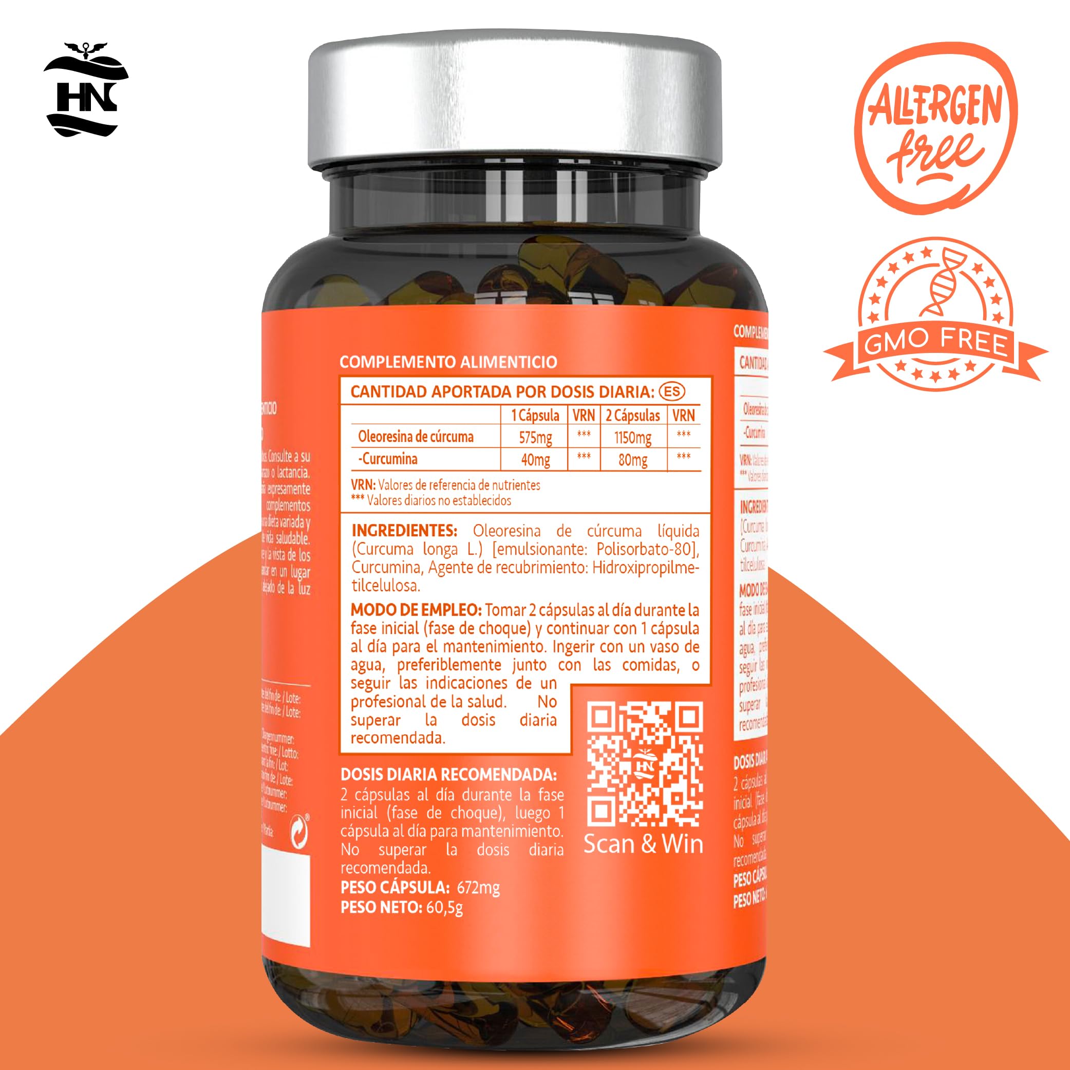 Curcuma en Capsulas líquida de 575 mg. 90 Cápsulas de Curcumina Micelada de Absorción Inmediata, Capsulas de Curcuma Liposomada, sin Pimienta Negra y Jenjibre