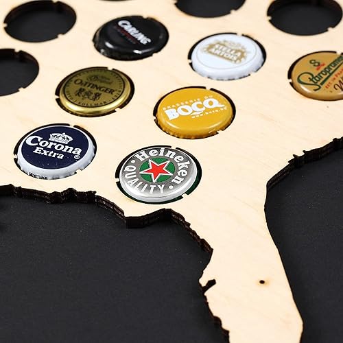 Miniatura 4 de Mapa con tapas de cerveza, 50 estados, Madera