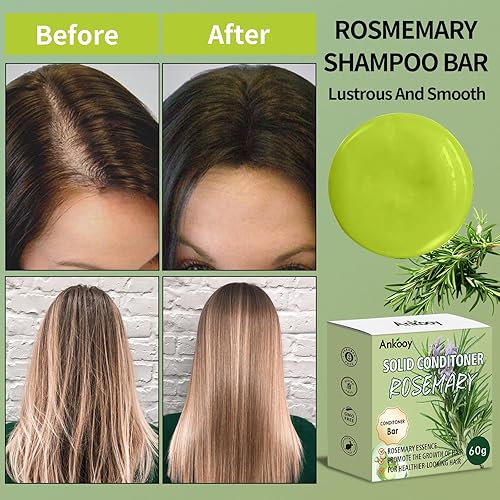 Miniatura 6 de Juego de 2 barras de champú y acondicionador de aceite de romero para hombres y mujeres, fortalece el cabello, espesa las hebras, controla el