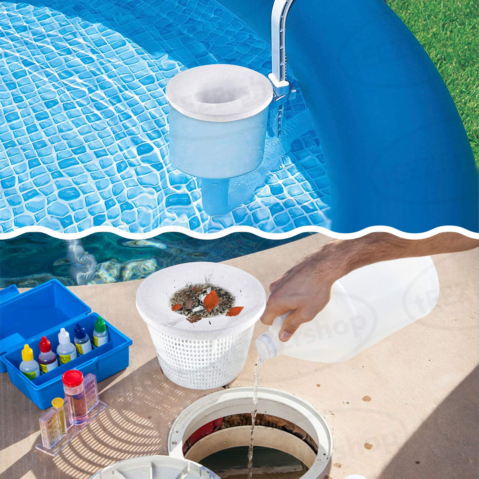 Xiujuers Lot De 30 Chaussettes Skimmer Piscine – Filtres Élastiques Blancs – Pour Piège Feuilles, Pollen, Cheveux & Écume – 22x13 Cm