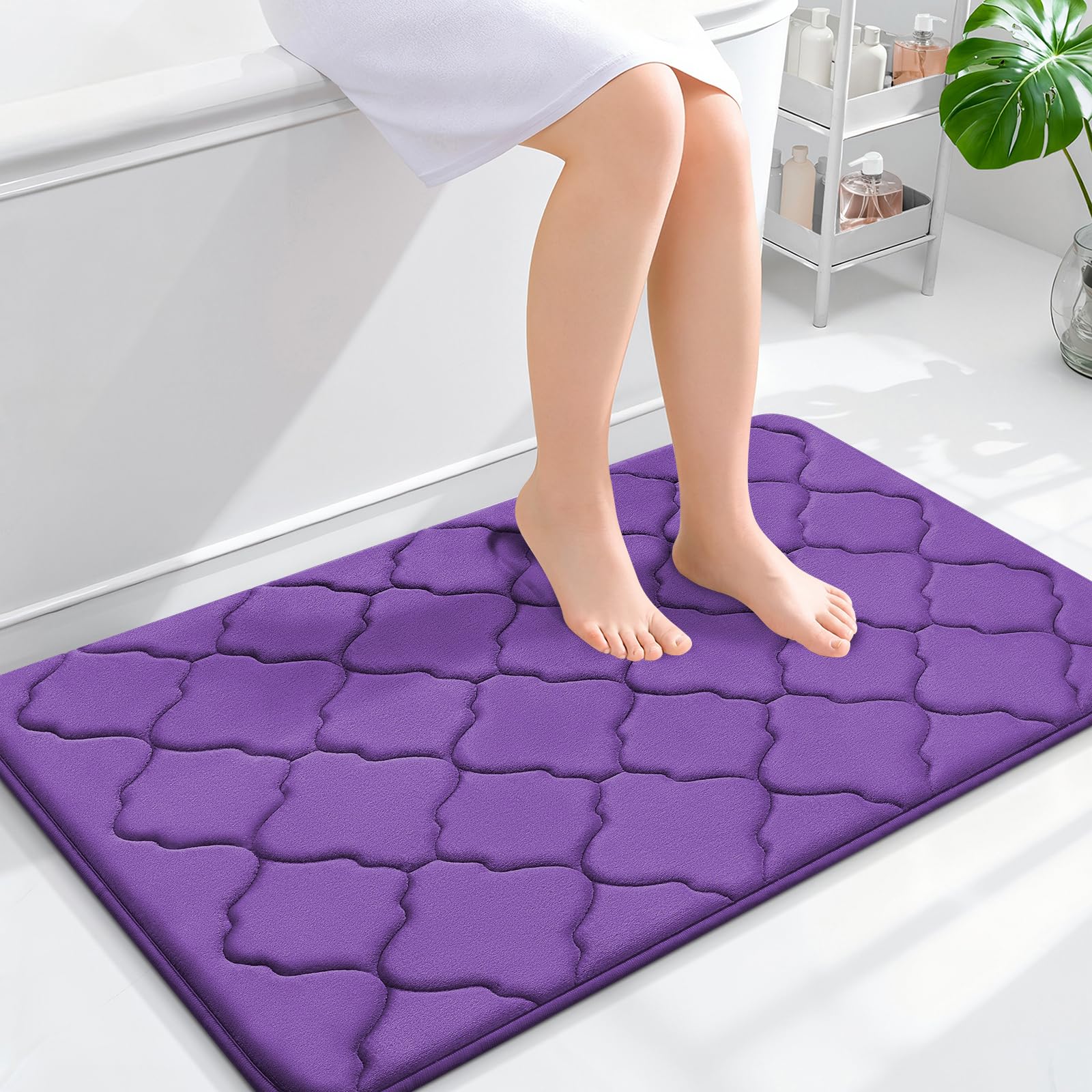 OLANLY Memory Foam Bath Mat Rug 36x24, Ultra Soft and Absorbent Bathroom Rugs, Non-Slip, Comfortable, Machine Washable Bath Carpet for Bathroom Floor,