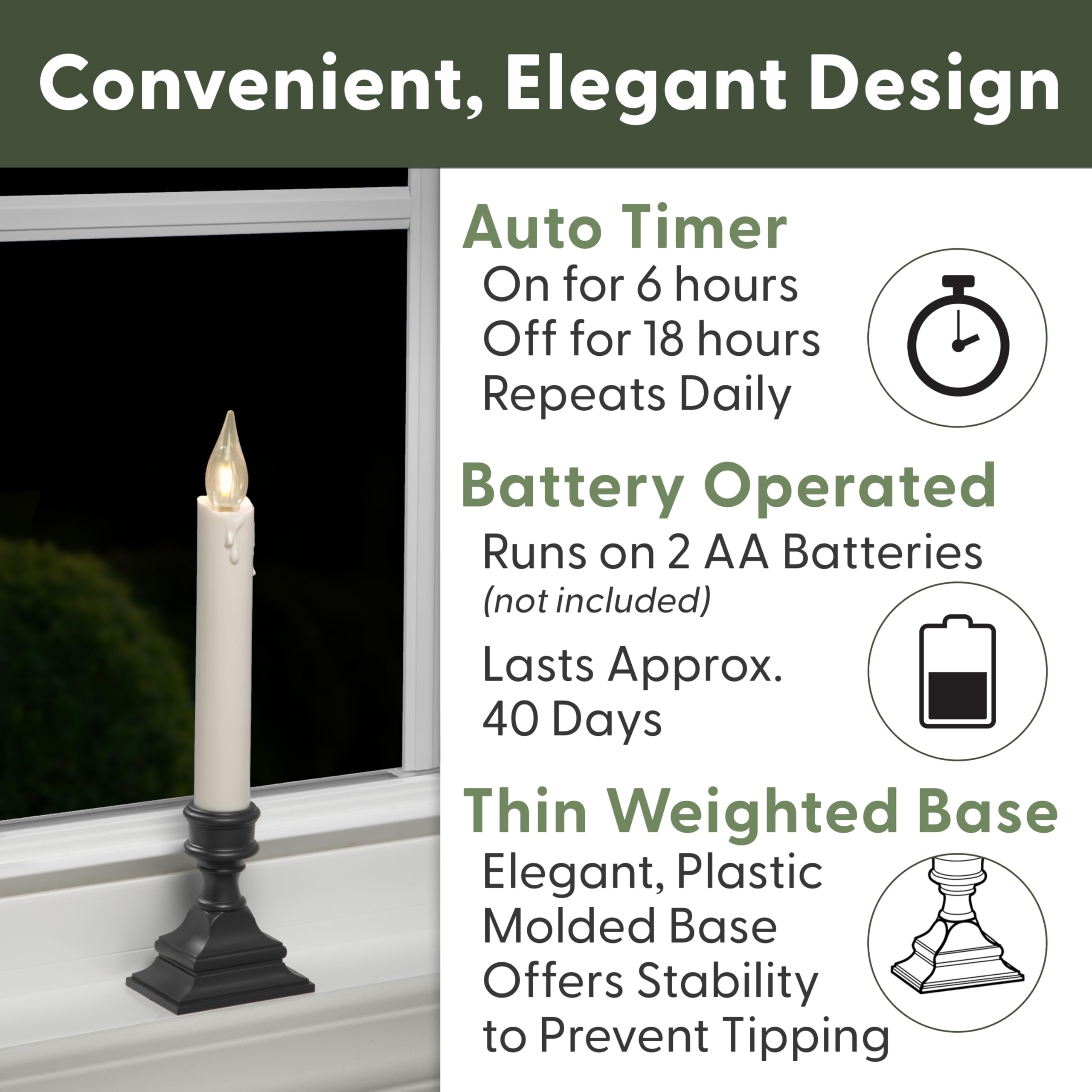 Best Battery Operated Window Candles for 2026 1 612 Vermont Vintage LED Battery Operated Window Candles with Timer (4-Pack) — product photo