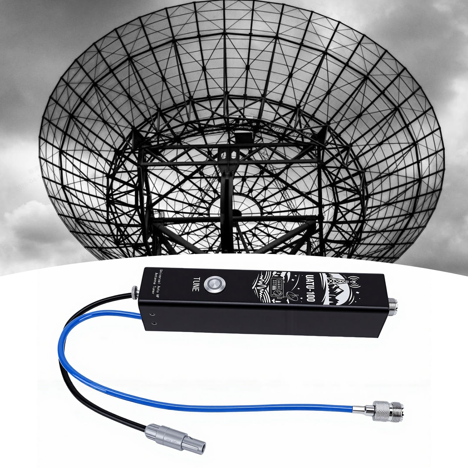Eujgoov Sintonizzatore Automatico Kit Sintonizzatore Antenne Automatico HF 1.8-54MHz Onde Corte 100W 5-1500 Ohm 200 Memoria Design Sottile con Sintonizzazione Rapida per Radio HF