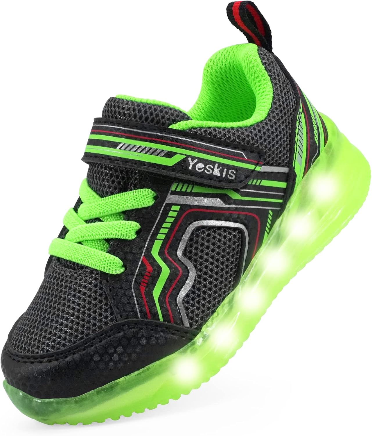 YESKIS Toddler Boys Girls Light Up Shoes LED Flashing Lightweight Mesh Breathable Adorable Running Sneakers for Toddler and Little Kid