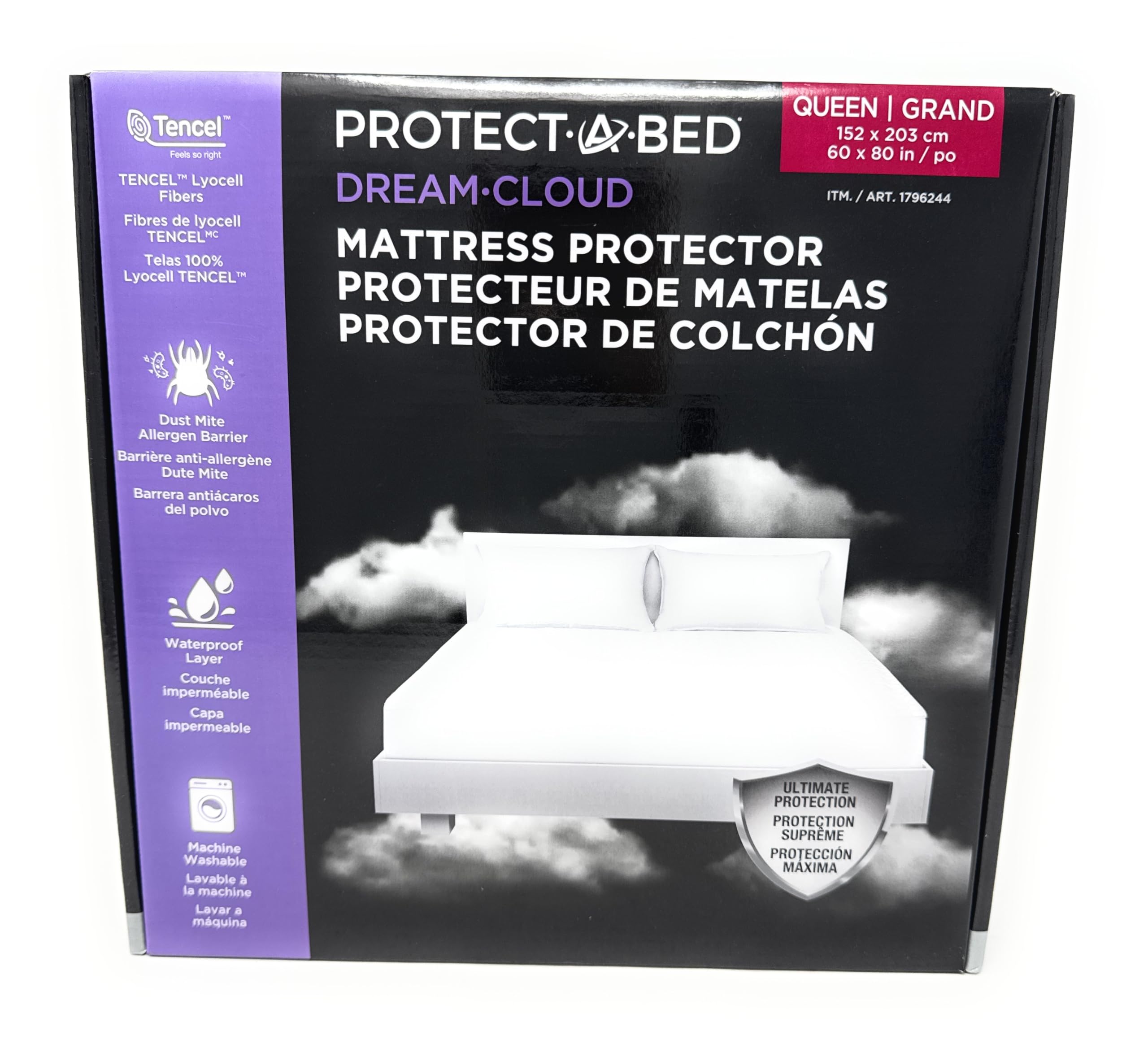 Protect-A-Bed Mattress Protector – Waterproof, Breathable, Tencel Lyocell Top – Available in Queen & King Sizes (Queen)