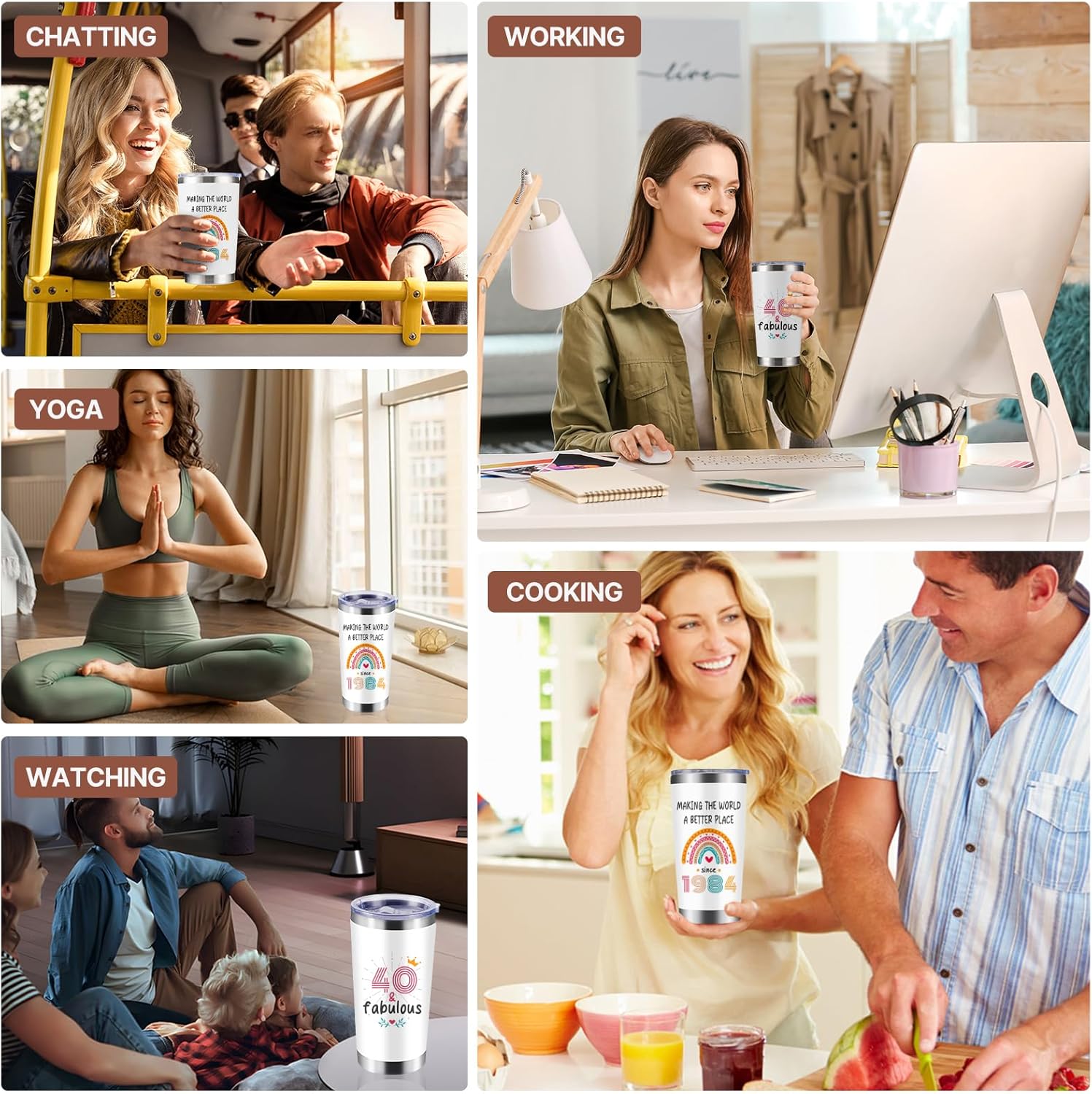 40th Birthday Gifts for Women, Men - 40th Birthday Decorations 1974 Vintage Tumbler, 40 Years Old Birthday Gifts For Women Men Unique Tumbler 20 oz (40 Birthday) - Image 6