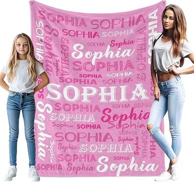 Personalized Blankets with Name Custom Name Blanket for Adult Kids Baby Customized Blankets and Throws Unique Personalized Christmas Birthday Mothers Fathers Day Blanket for Women Men Girls Boys Gifts
