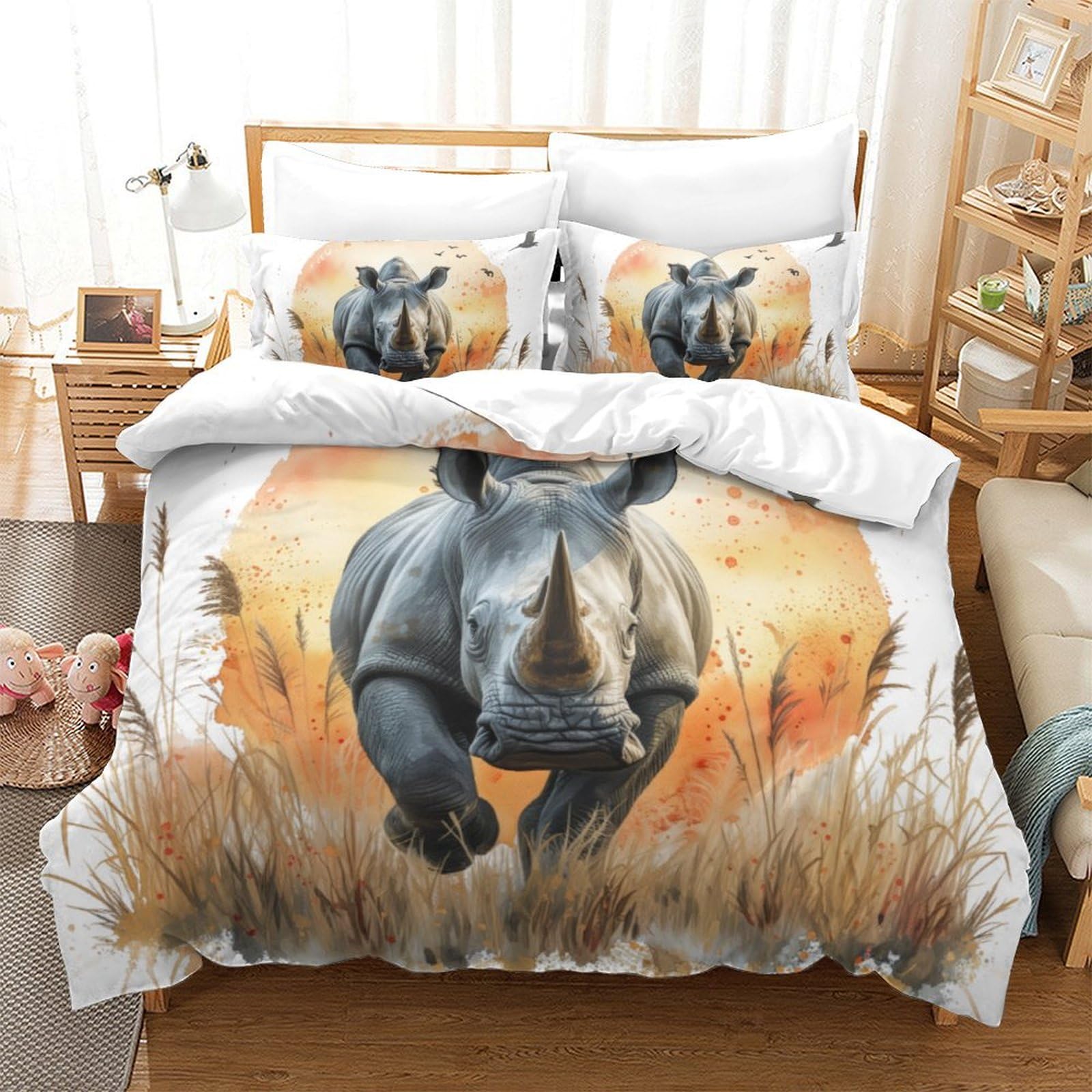 Housse de couette rhinocéros hypoallergénique et facile à laver