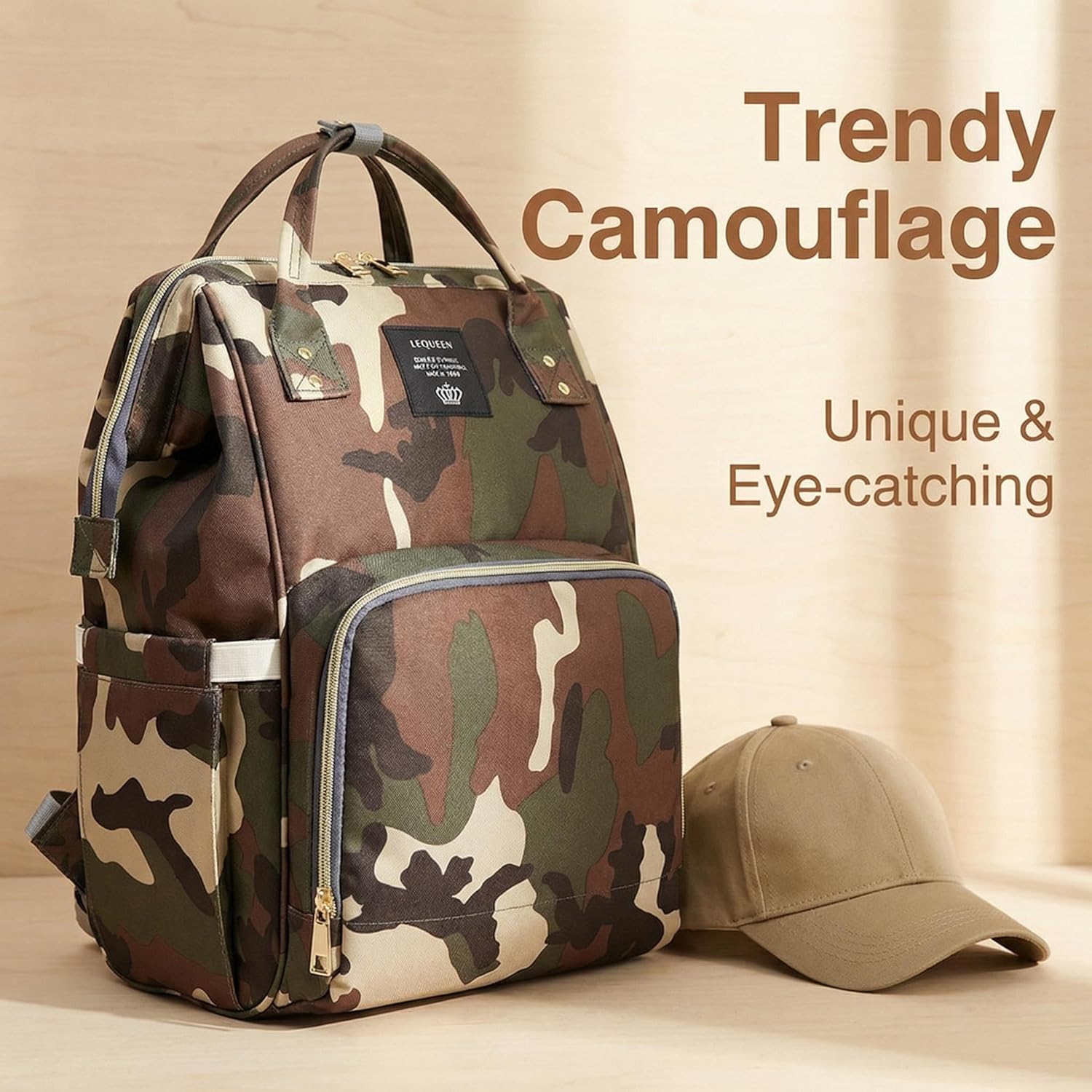 Camo Diaper Bag Backpack Multi-Function Diaper Bag for Baby Care Essentials Waterproof Travel Baby Bag for Mom Dad